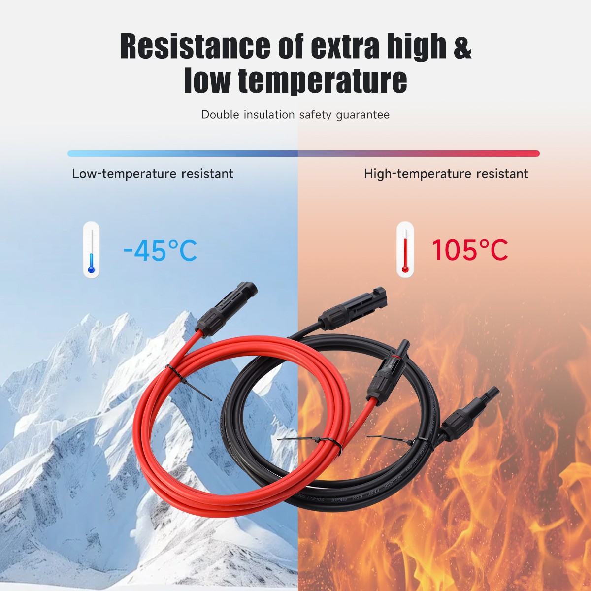 GEYA PV Wire Solar Panel Y Branch Solar Panel Extension Cable Connectors 10AWG