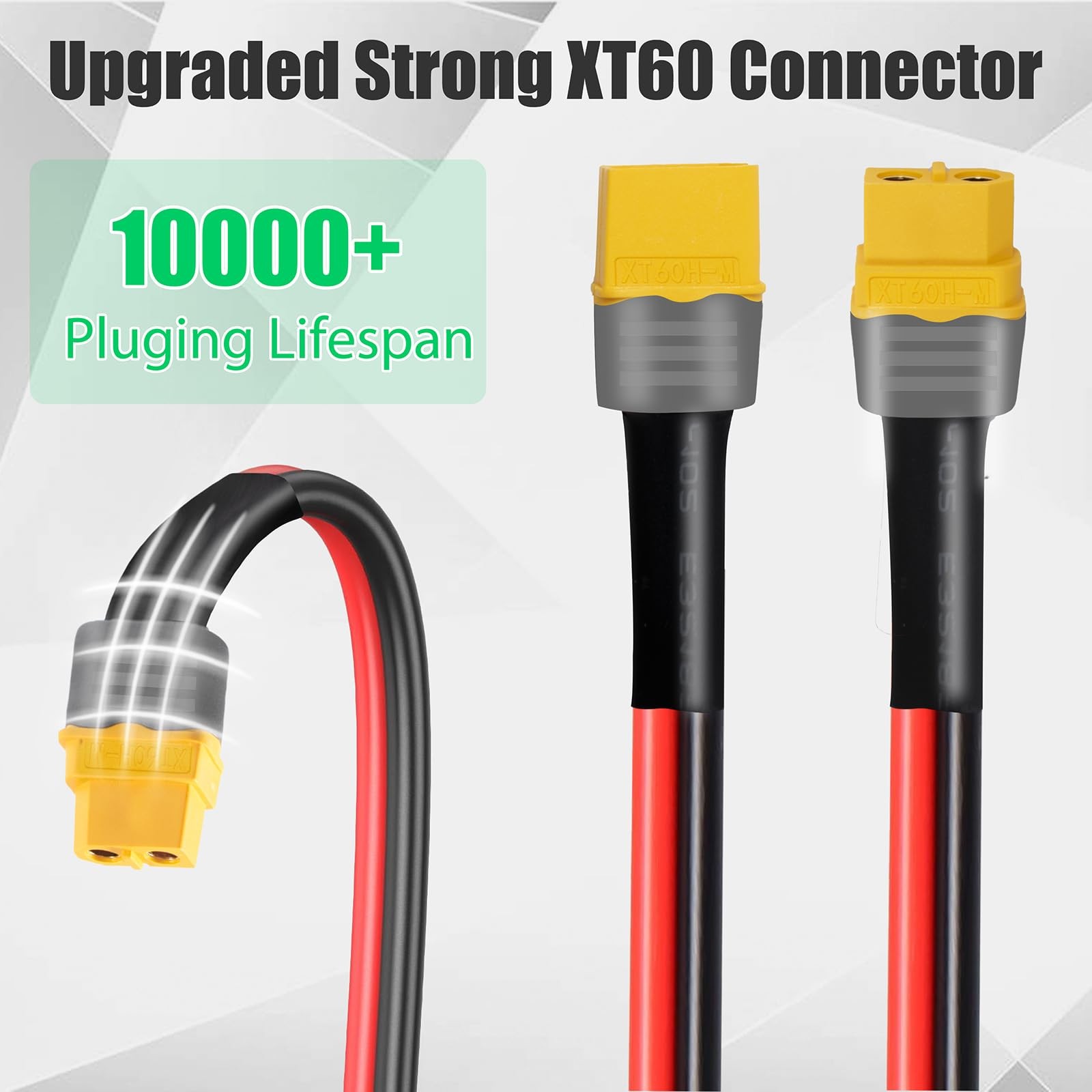 XT60 Extension Cable 10AWG 12FT Male Female Connectors – for Power Station