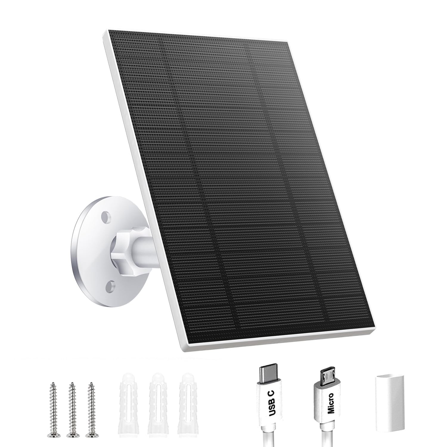 5W Solar Panels for Security Camera, Solar Panel with Micro USB & USB-C Port …