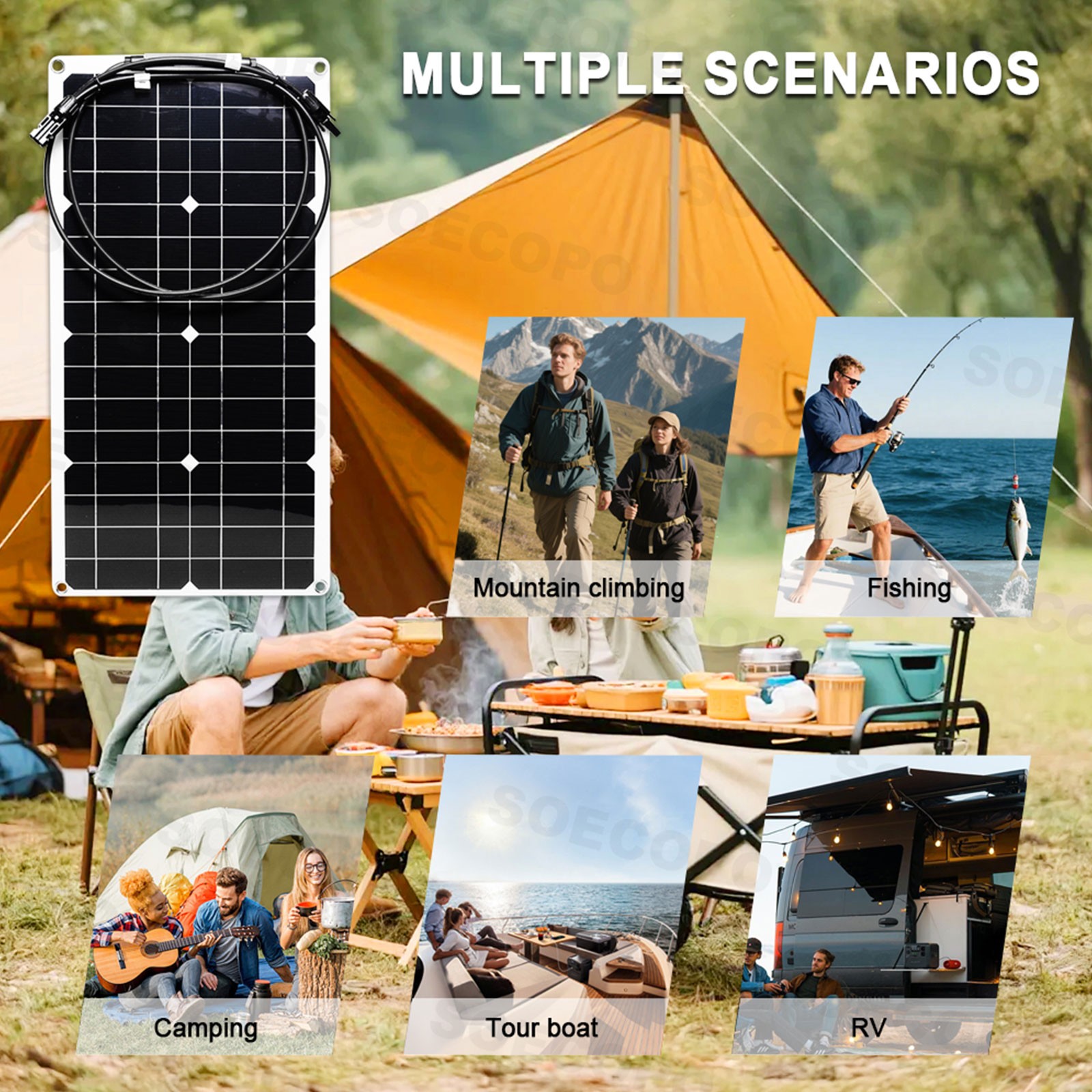 15000W Peak Solar System Kit Flexible Panel 100A Controller 12V/24V To 110V 220V
