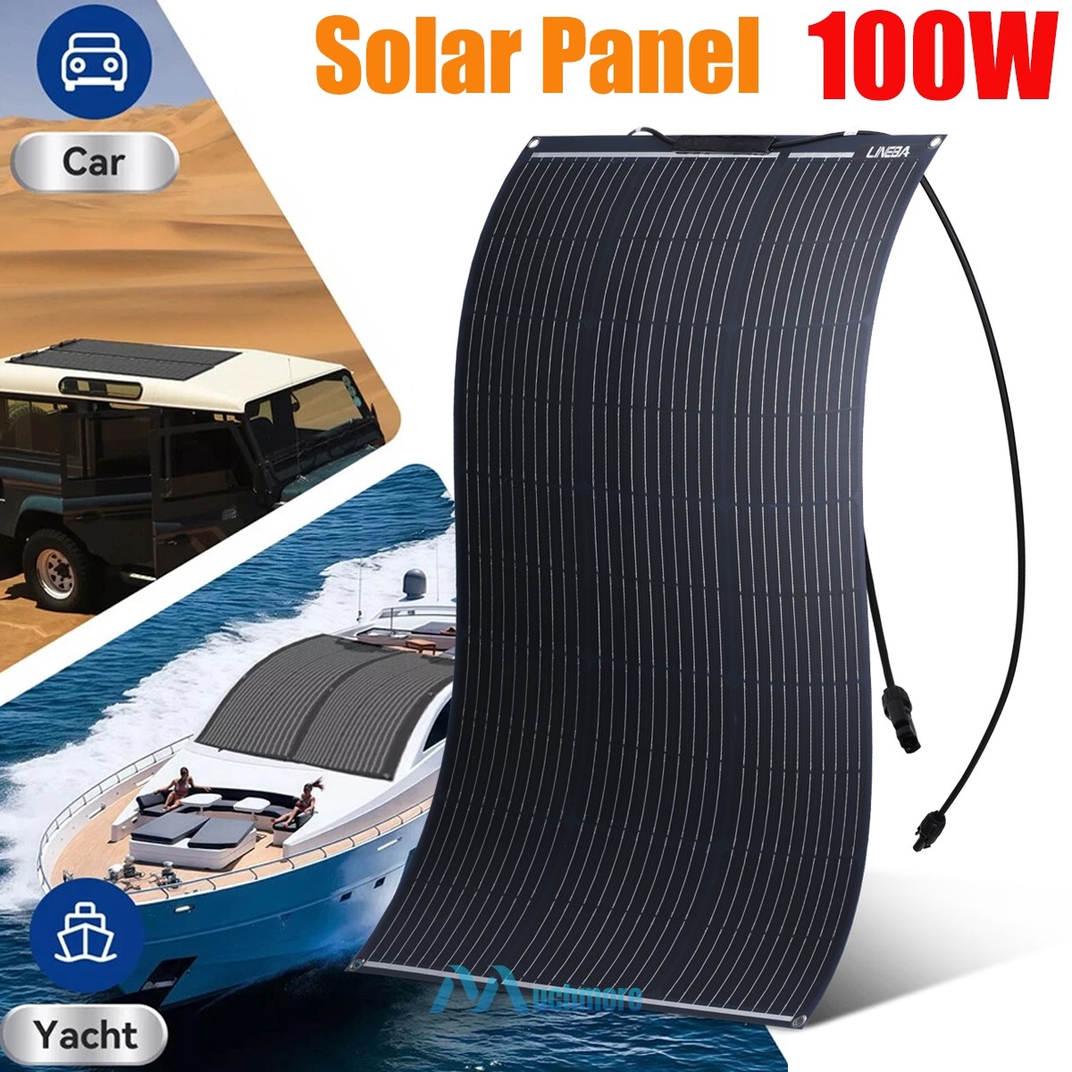 100W Flexible Solar Panel Mono 18V Off-grid Power Camping Home RV Battery Charge