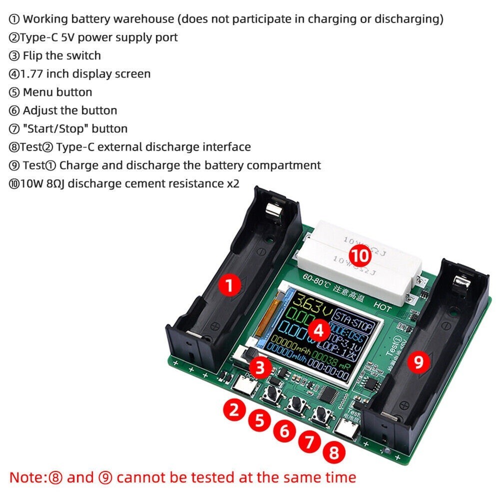 Lithium Battery Tester with LCD Display for Voltage and Current Monitoring