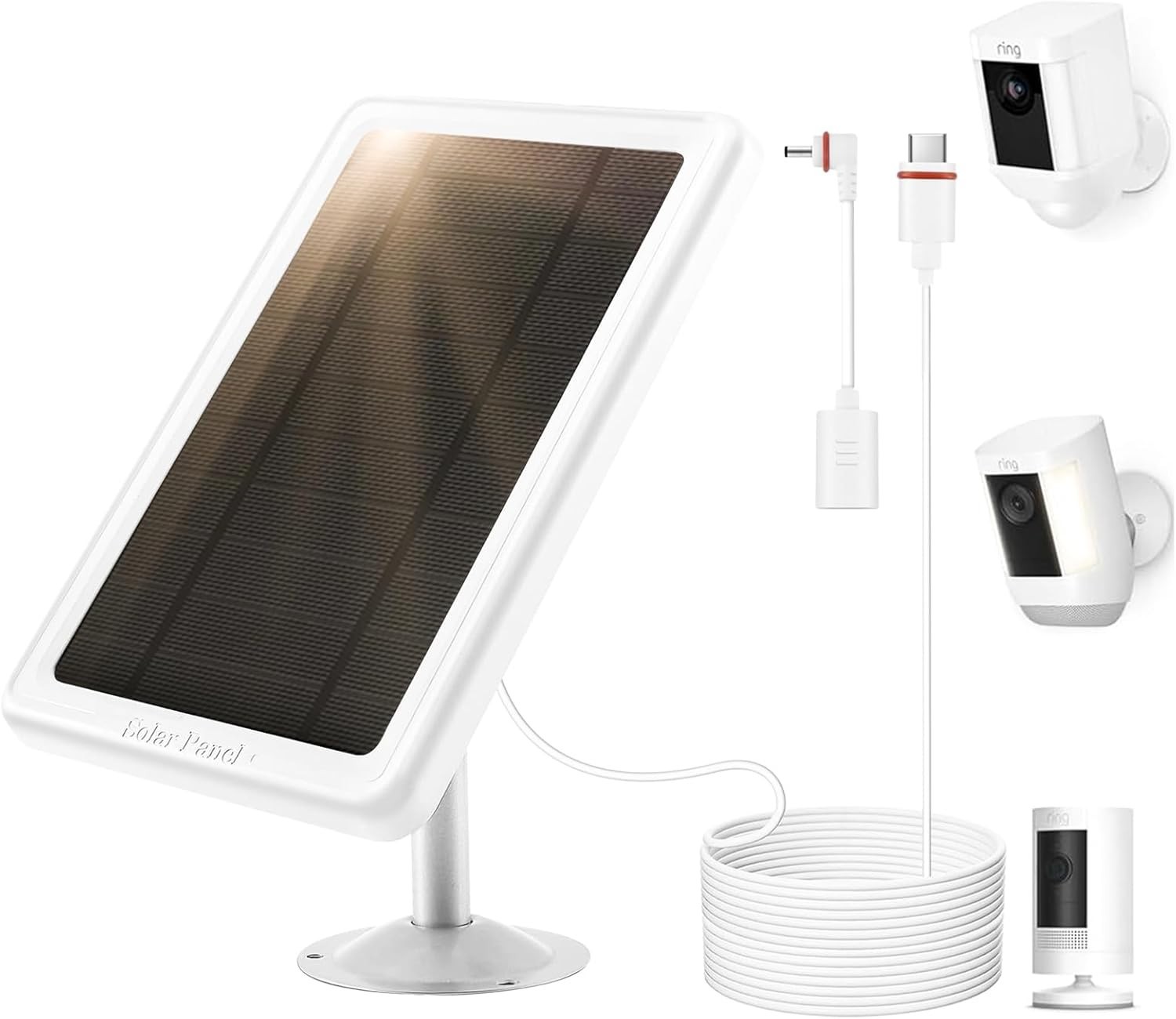 5W Solar Panel Charger for Ring Camera, Compatible with Ring Stick up Cam/Pro Ba