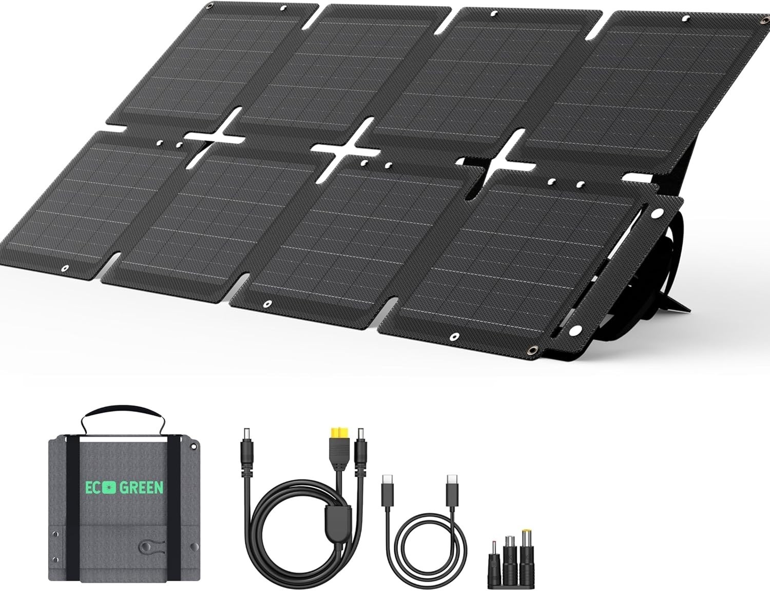 60W Portable Solar Panel,Monocrystalline 24.8% High Efficiency Foldable Solar Pa