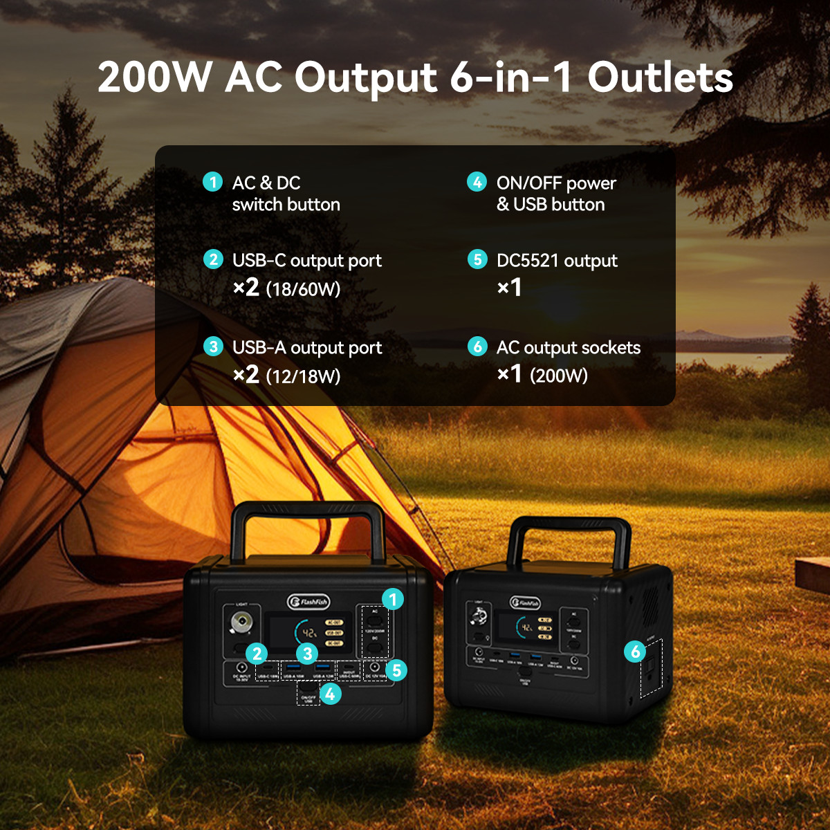 Flashfish T200 Solar Generator Lifepo4 153.6Wh 200W Optional With Solar Panel