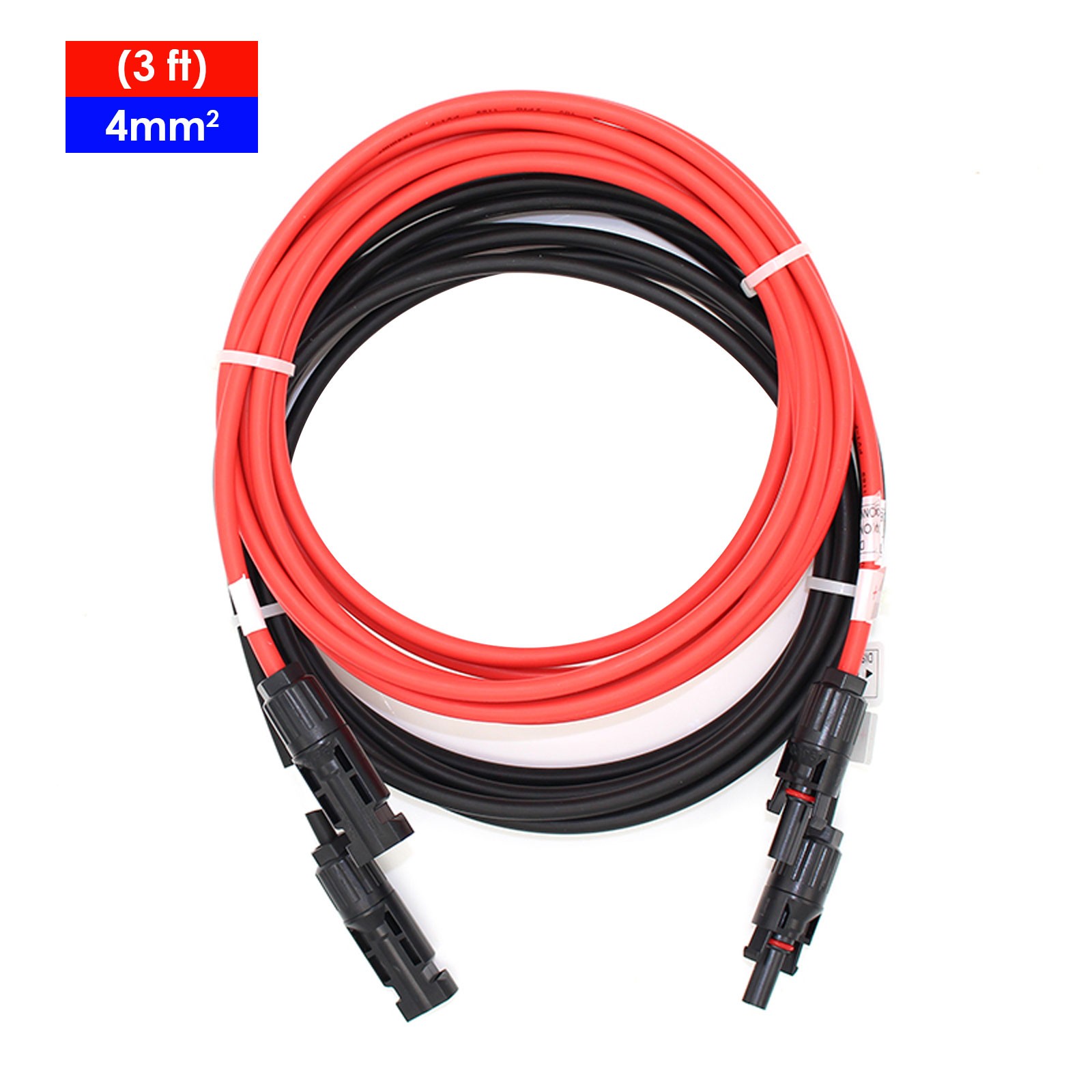 1 Pair 12AWG 4mm² Solar Panel Extension Cable Wire Connector With Connectors