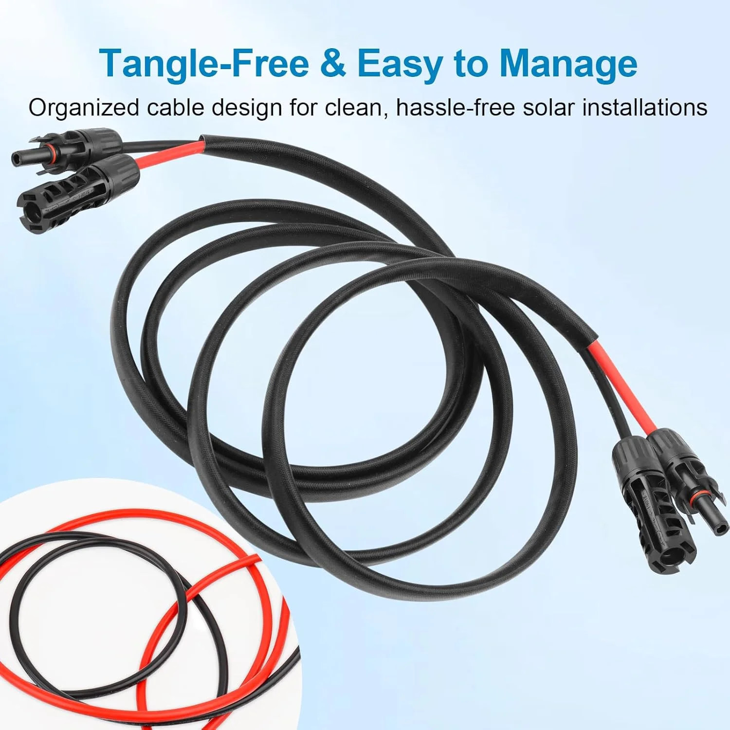 XRDS -RF Solar Cable 6FT, 8AWG Solar Extension Cable with Male & Female Solar Co