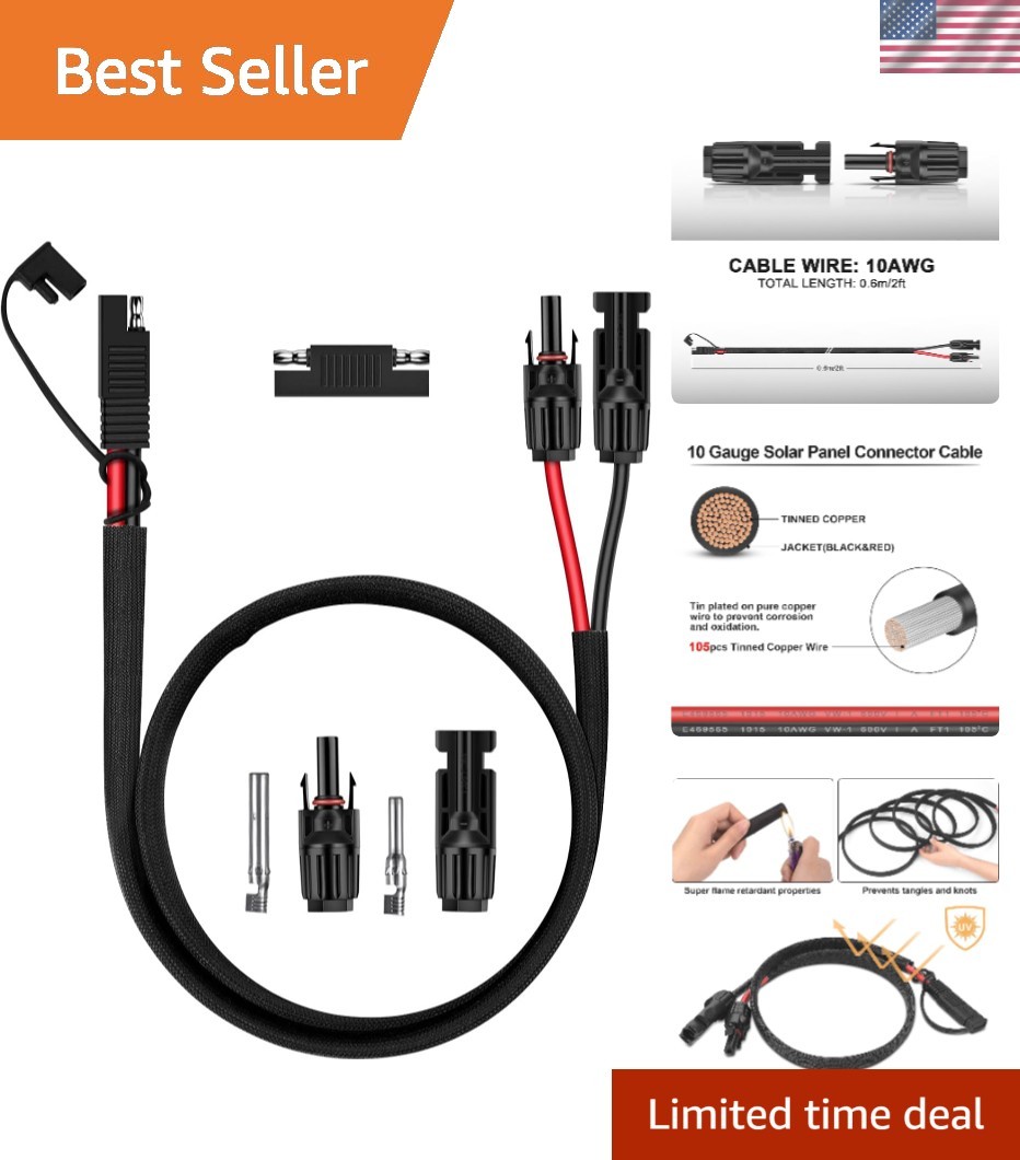 SAE Polarity Reverse 2FT Solar Connector Cable for RVs – Weatherproof & Reliable