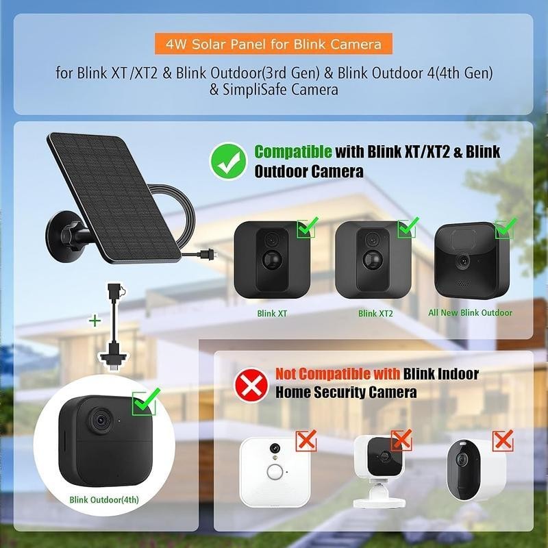 Solar Panel for Blink Outdoor 4 Blink Solar Panel Mount 13.1ft Cable Rubber Plug