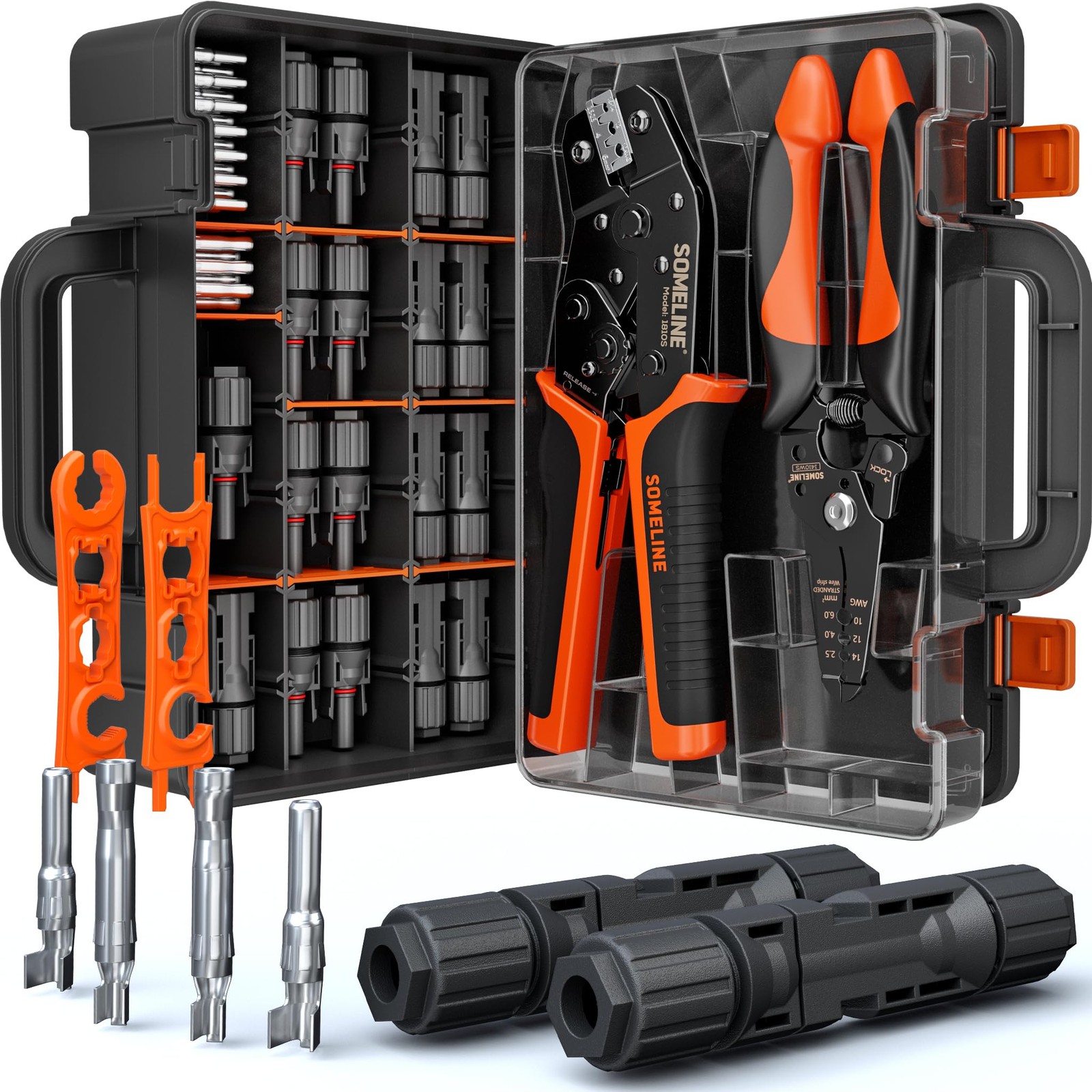 Solar Connector Crimping Tool Kit, 14-10 AWG Crimper for Solar Panel Cables, …