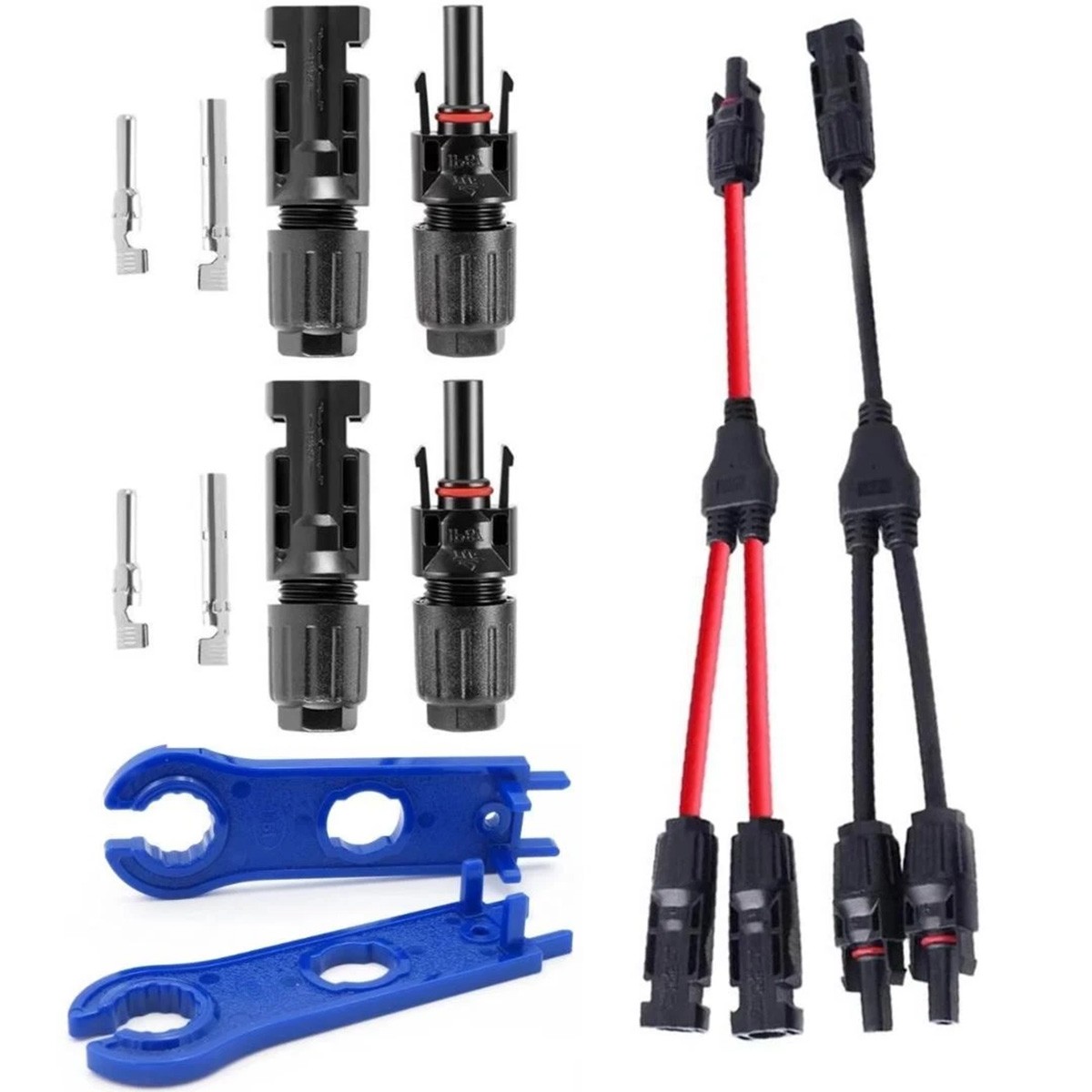 DC 1000V Solar Panel Y Branch Parallel Adapter Cable 30A 11.8″ Connector Kit