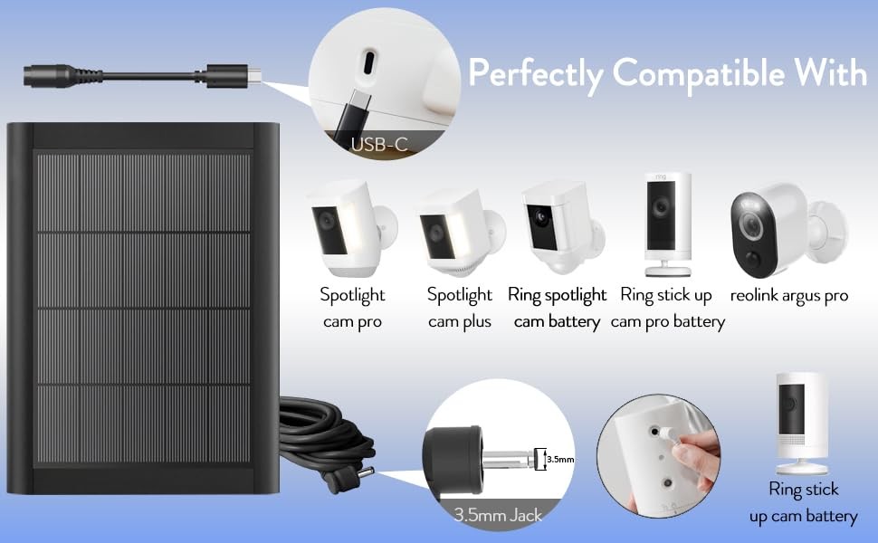 Ring Solar Panel(2nd Generation), 2-Pack 5W Ring Solar 5W–2Pack White(8.7inch)