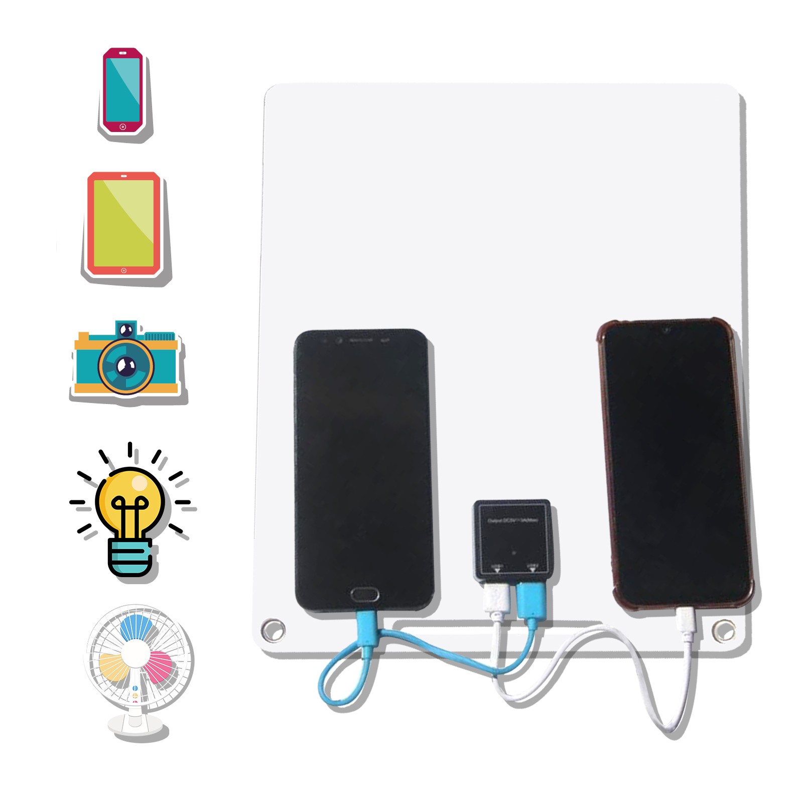 13W 5V Solar Panel With Dual USB Port 2PCS Carabiner Polycrystalline OTYT