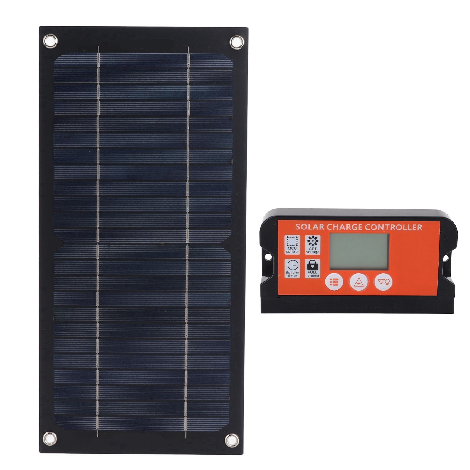 Solar Panel Charger with 100A Controller, Extension Cable & Clips for RV Camping