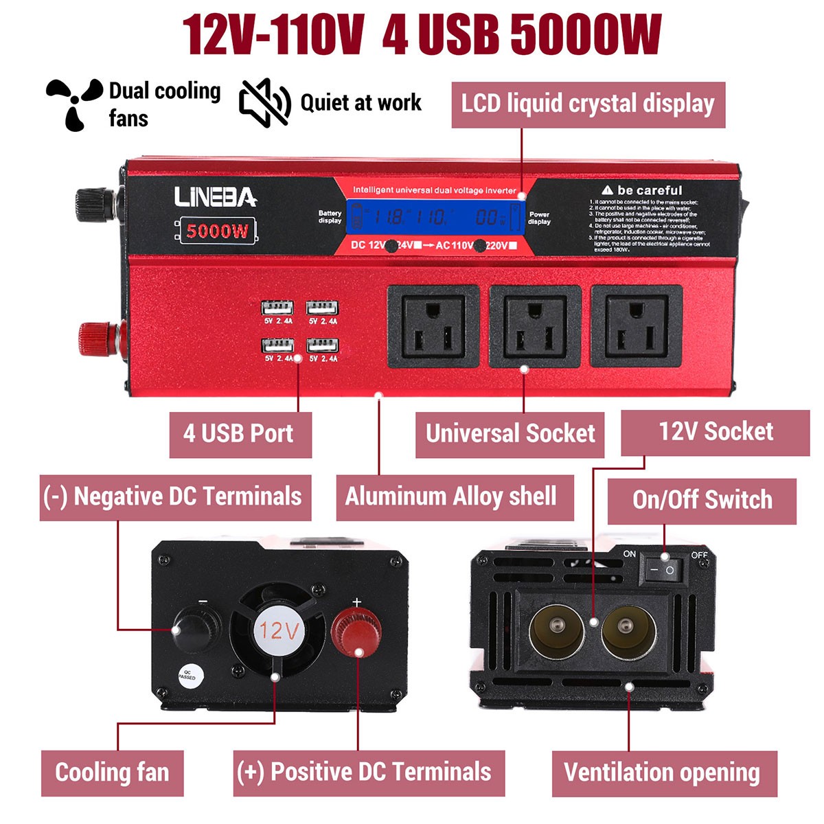 100W 200W 12V Complete Solar Power Kit Solar Panels Battery Controller Inverter