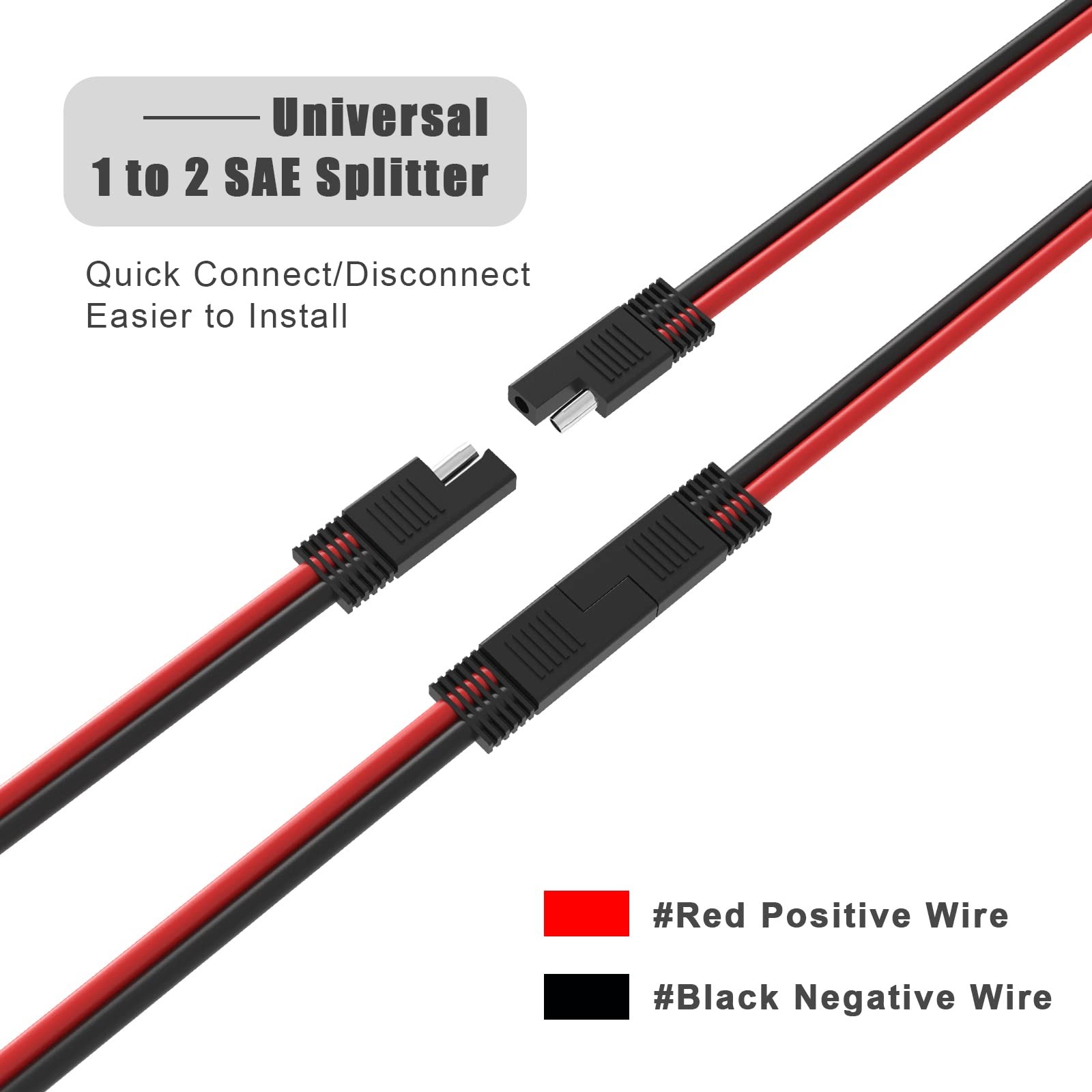 14AWG SAE Y Splitter Cable SAE Quick Disconnect Connector DC Power Automotive