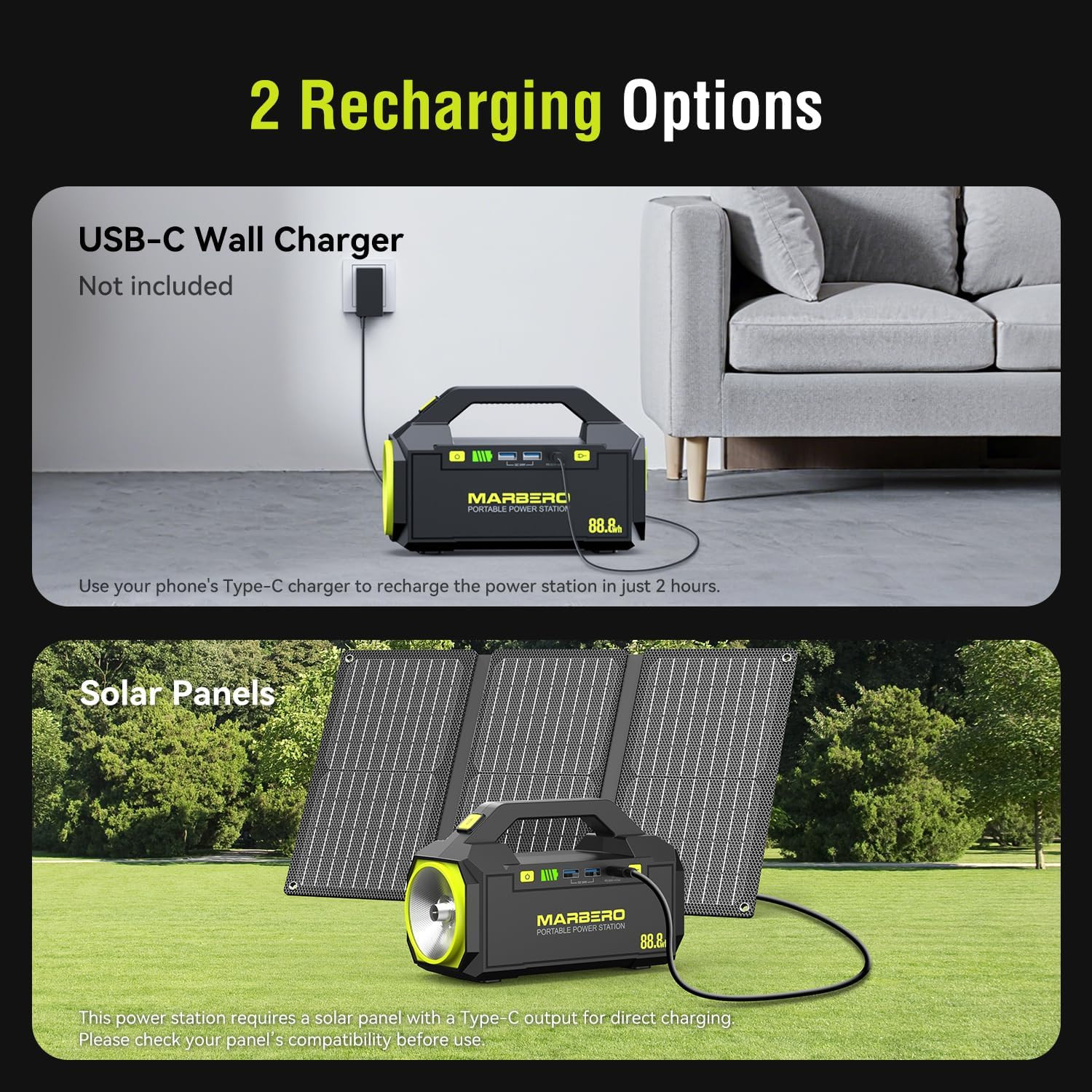 Portable Power Station 88.8Wh Camping Portable Charger with Flashlight High Lume