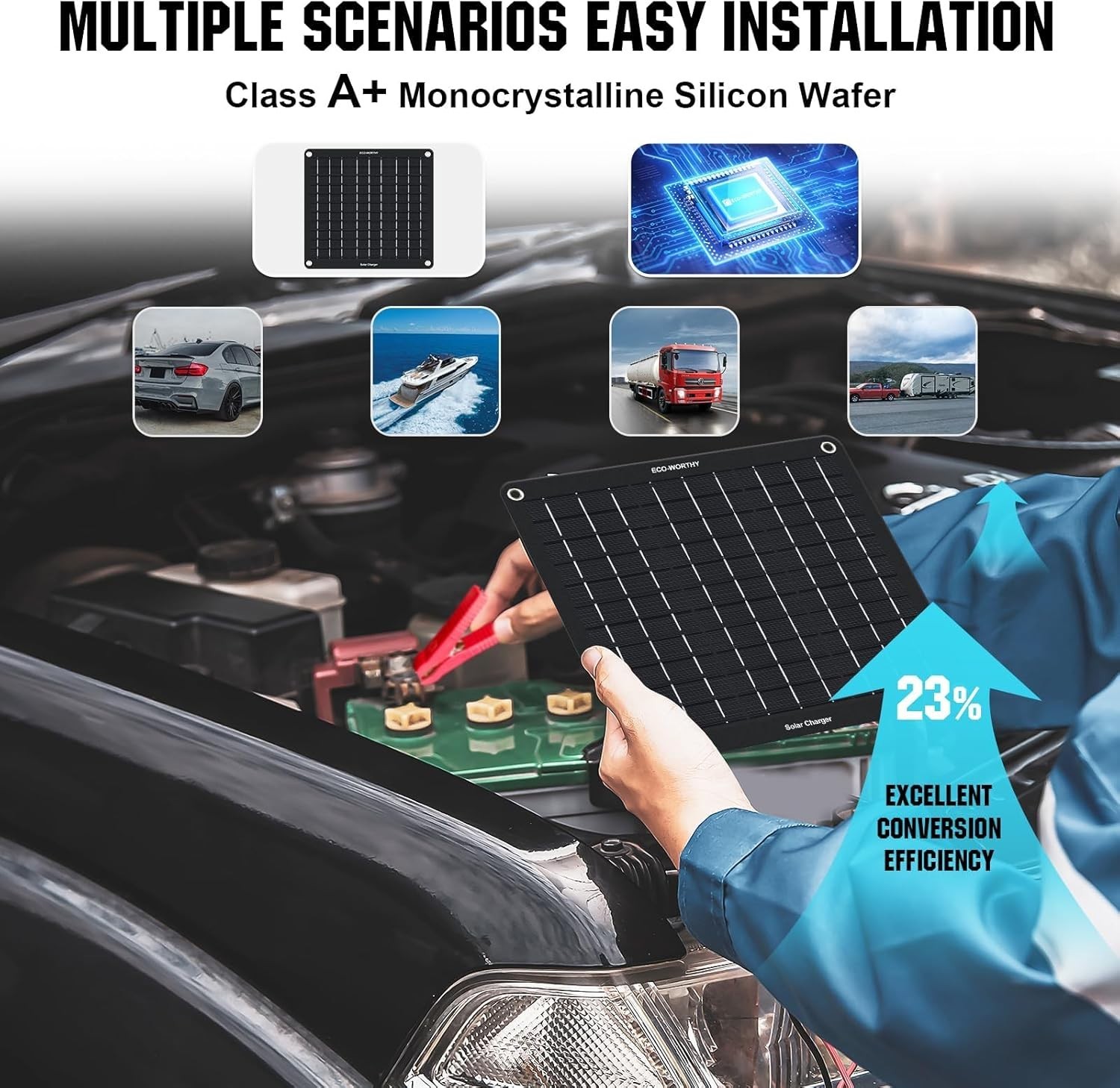 Easy Install 10W Solar Trickle Charger – Compatible with Multiple Vehicles