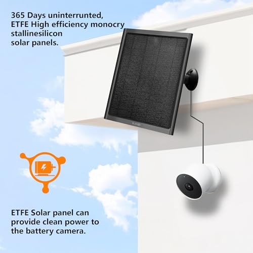 8W Solar Panel for Google Nest Camera Outdoor&Indoor Battery Version Black