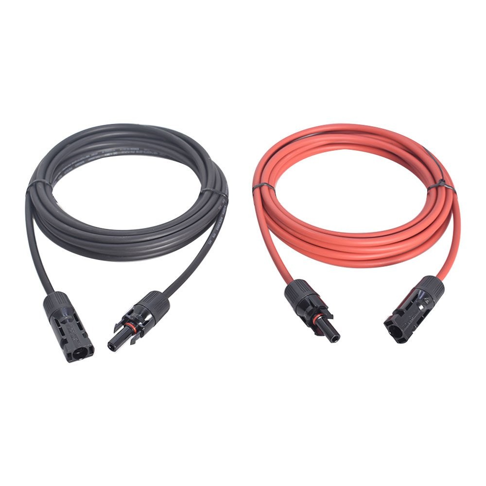 1 Pair 12AWG 15ft Black+Red Solar Panel Extension Cable Wire Connector Black+Red