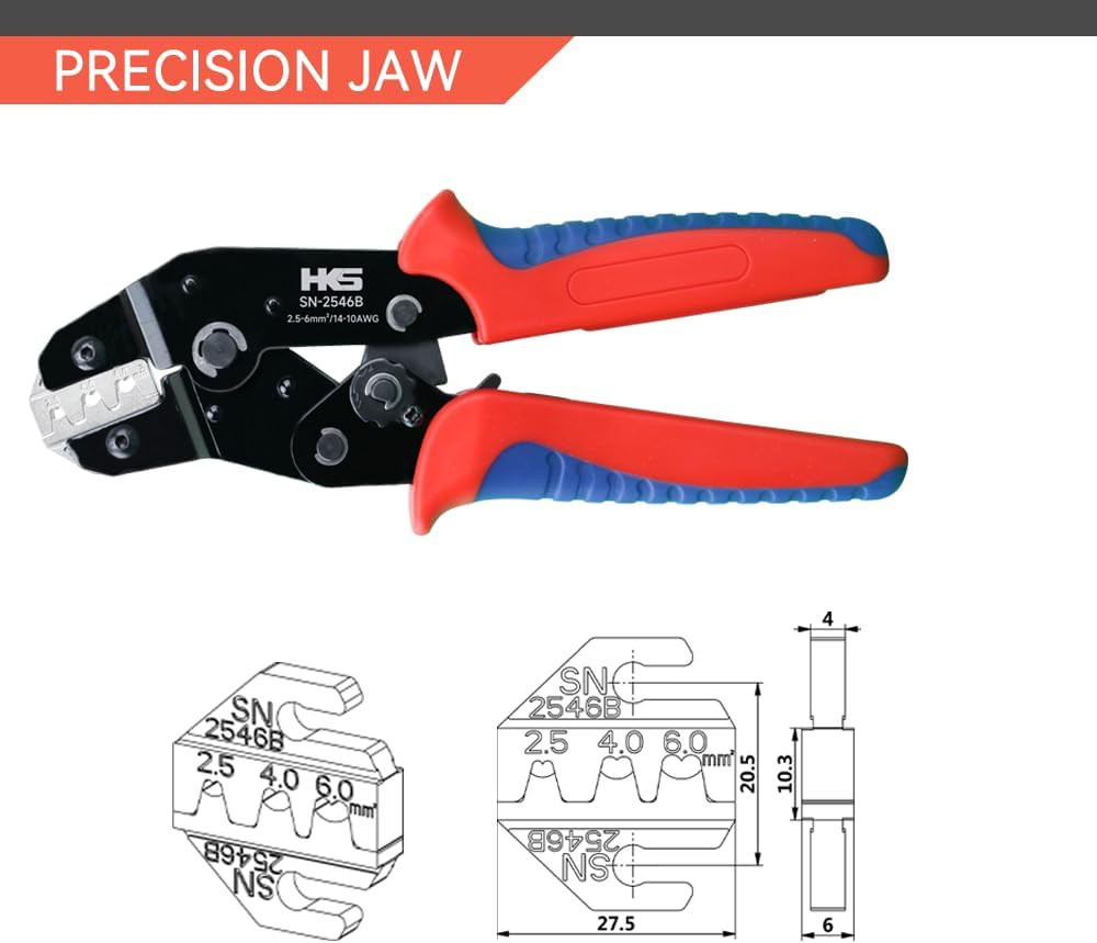 HKS Solar PV Cable Crimping Tool for Solar Connectors, AWG14-10