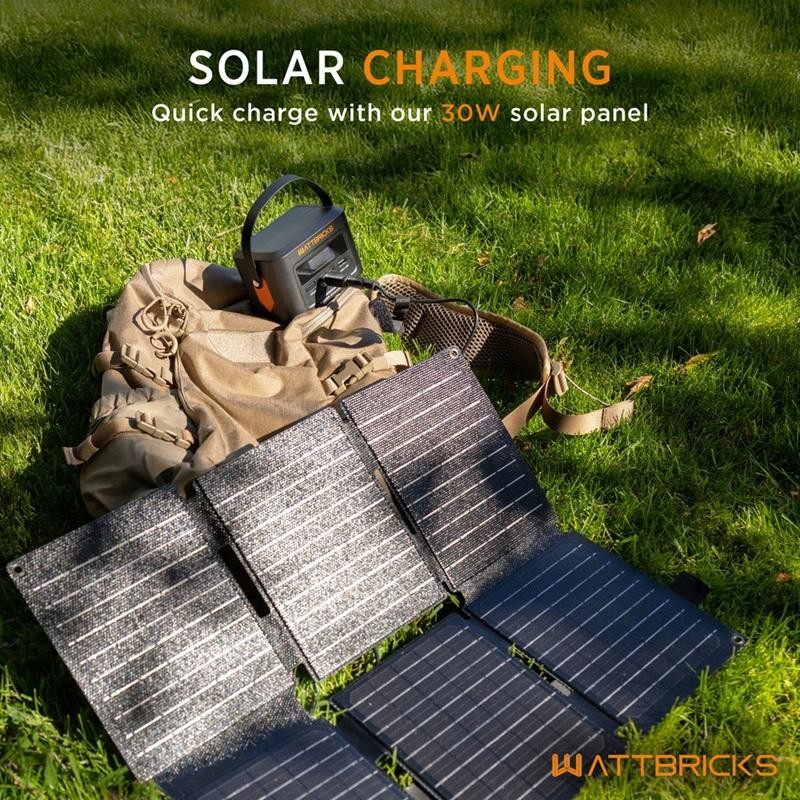 WATTBRICKS 100W Energy Capacity Portable Power Station 30W Solar Panel Included
