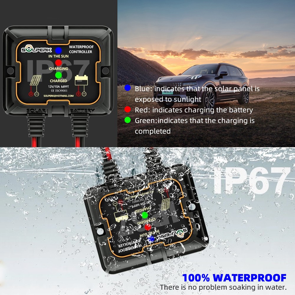 40W Solar Panel 12V Trickle Charger Battery Charger Kit Maintainer Boat Car RV