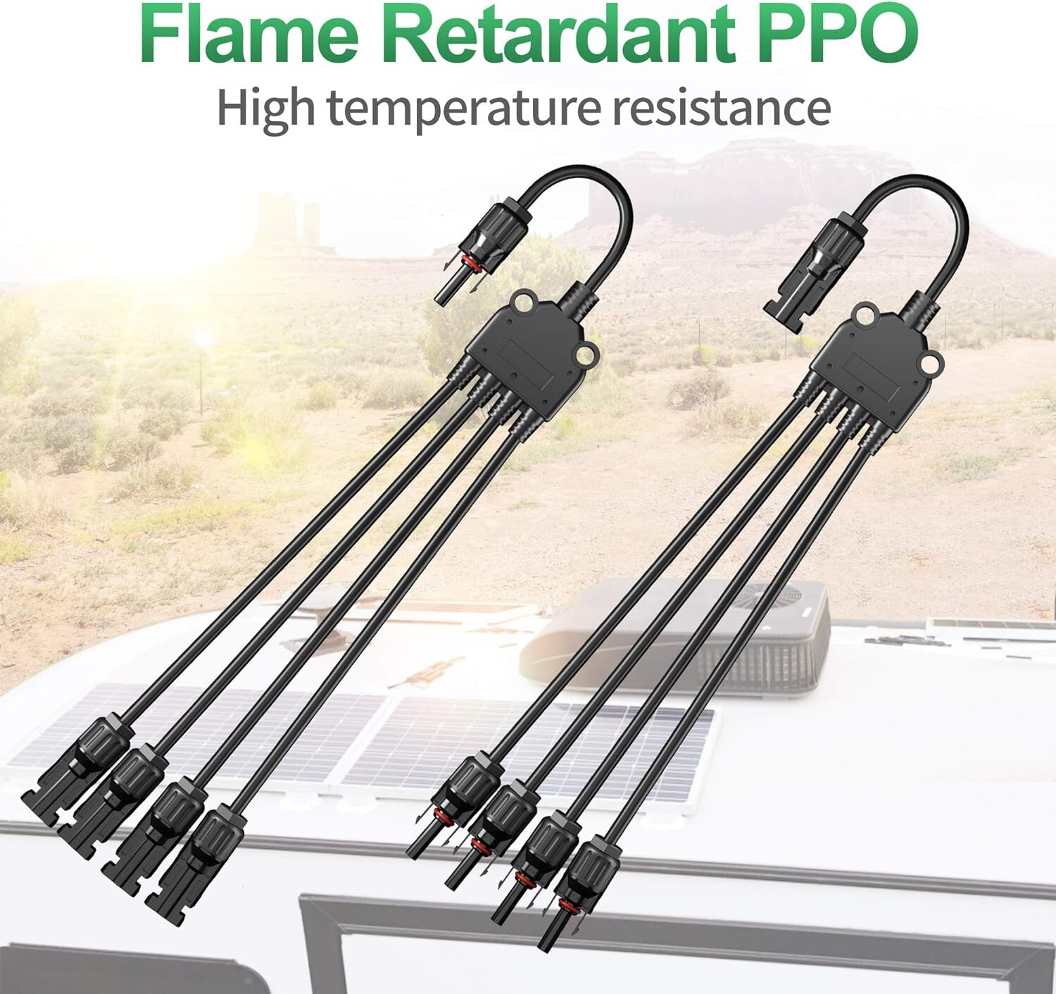 2 Y Branch Connectors Parallel for Solar Panel 1 to 4 (M/FFFF + F/MMMM)