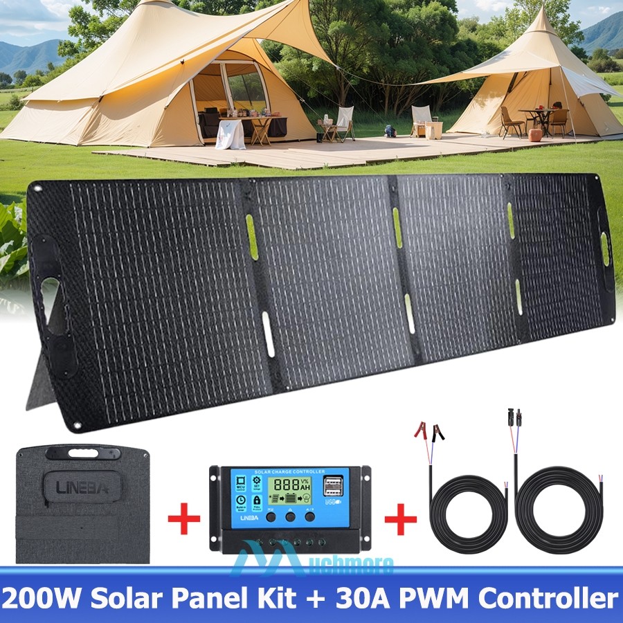 Waterproof 200W 100W Foldable Solar Panel Kit for Camping RV Home Power Station