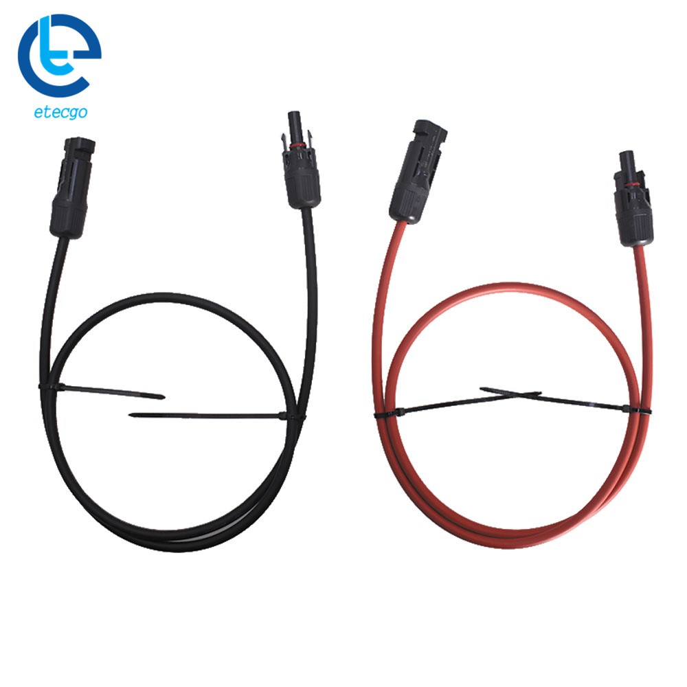 1 Pair Black + Red 10 AWG 3 Feet Solar Panel Extension Cable Wire Connector