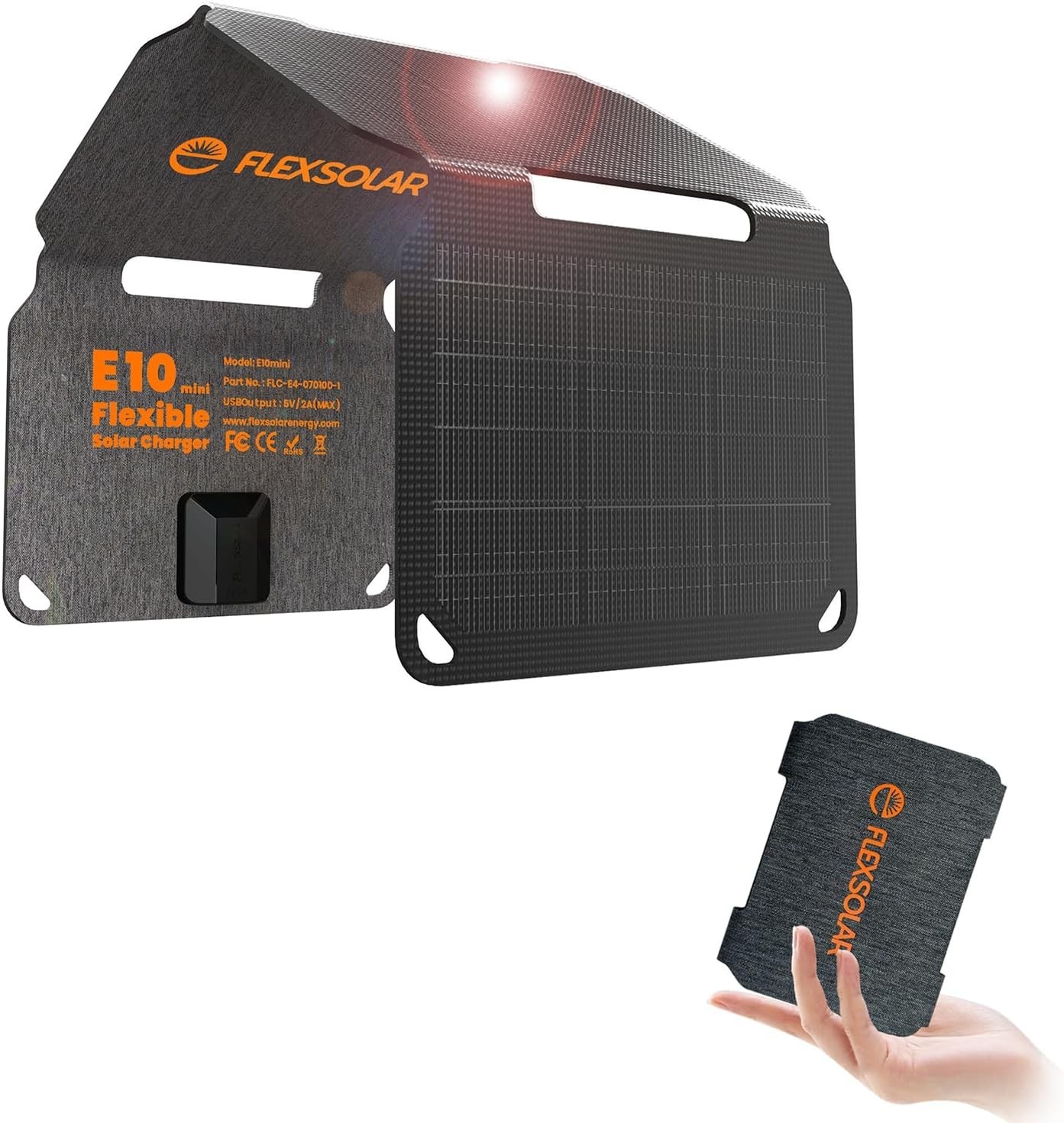 FlexSolar 10W Foldable Solar Chargers 5V USB Small Power Emergency Portable 4…