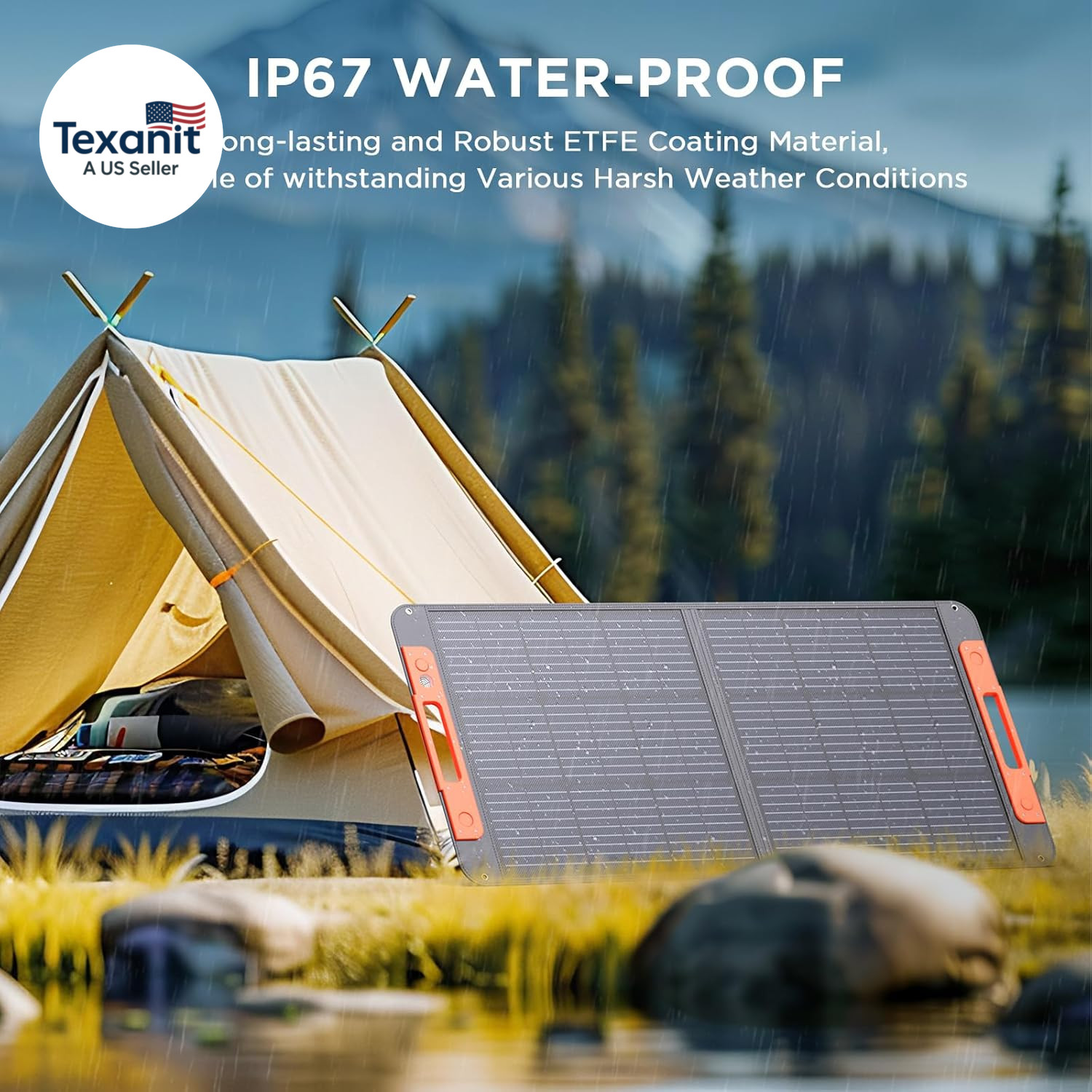 100W Portable Solar Panel with Solar Angle Guide,23.5% Efficiency Foldable Solar