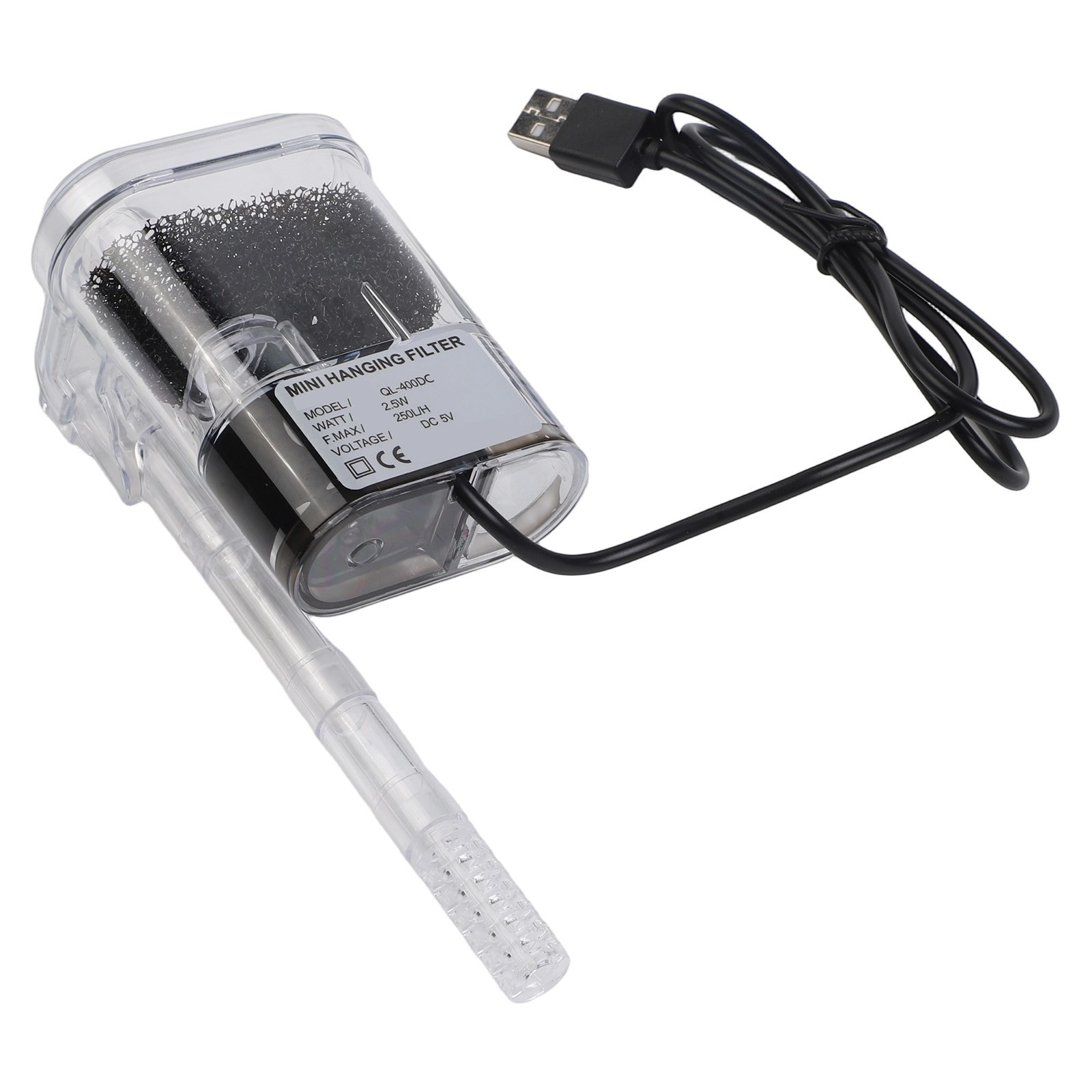 Wall Filter for Fish Tank with USB Pump and Adjustable Water Circulation