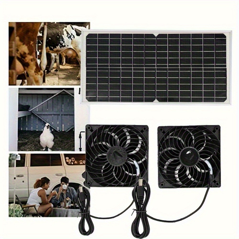 Solar Panel Fan Kit, Dual Fans, Removable Photovoltaic Module,