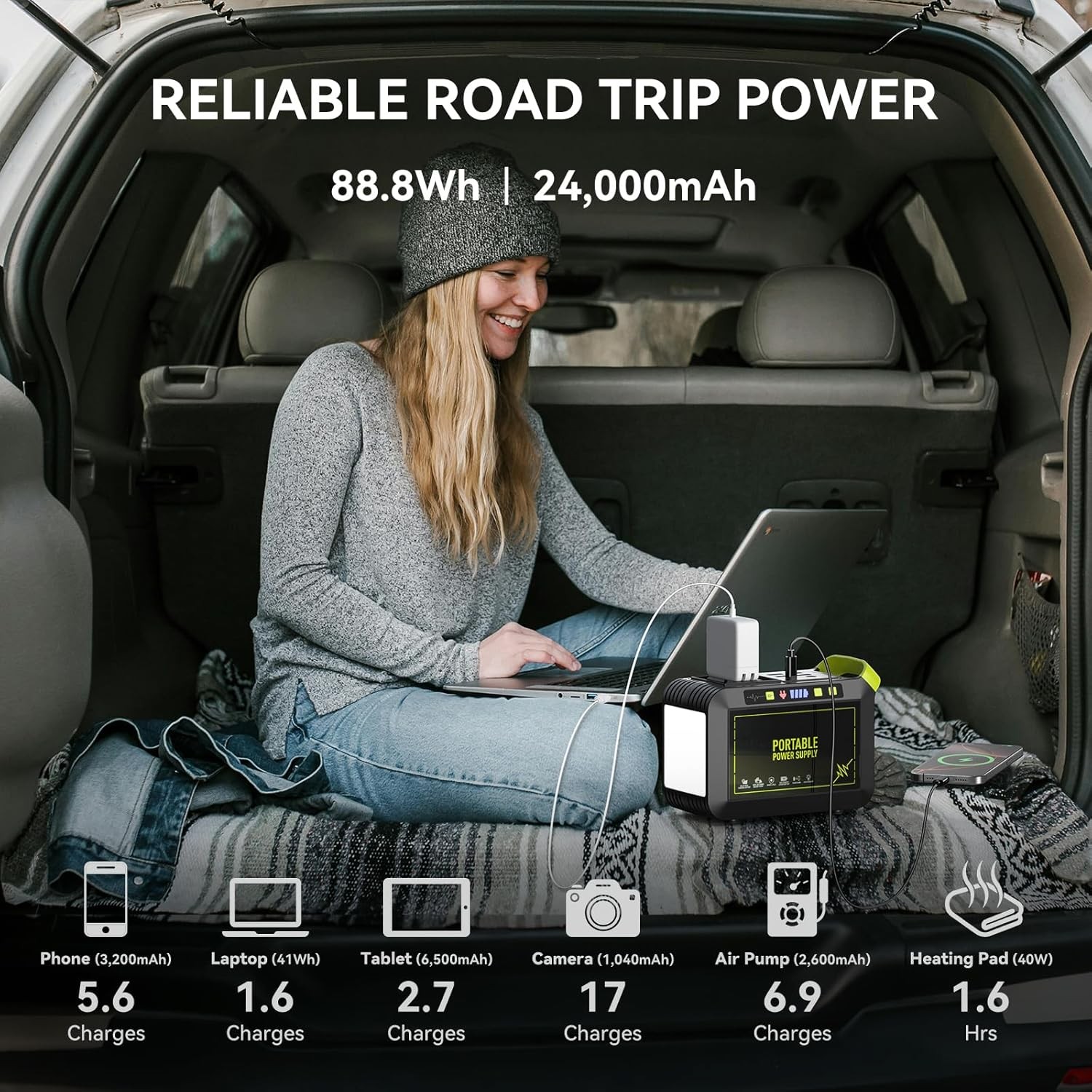 88.8Wh Solar Generator with 21W Panel Camping MARBERO