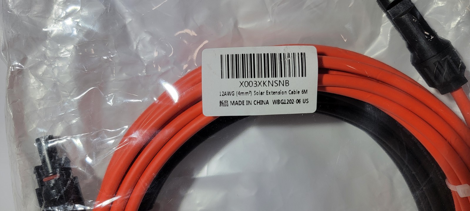 12AWG Solar Panel Extension Cable 20FT/6M 4mm² with Female and Male Connector So