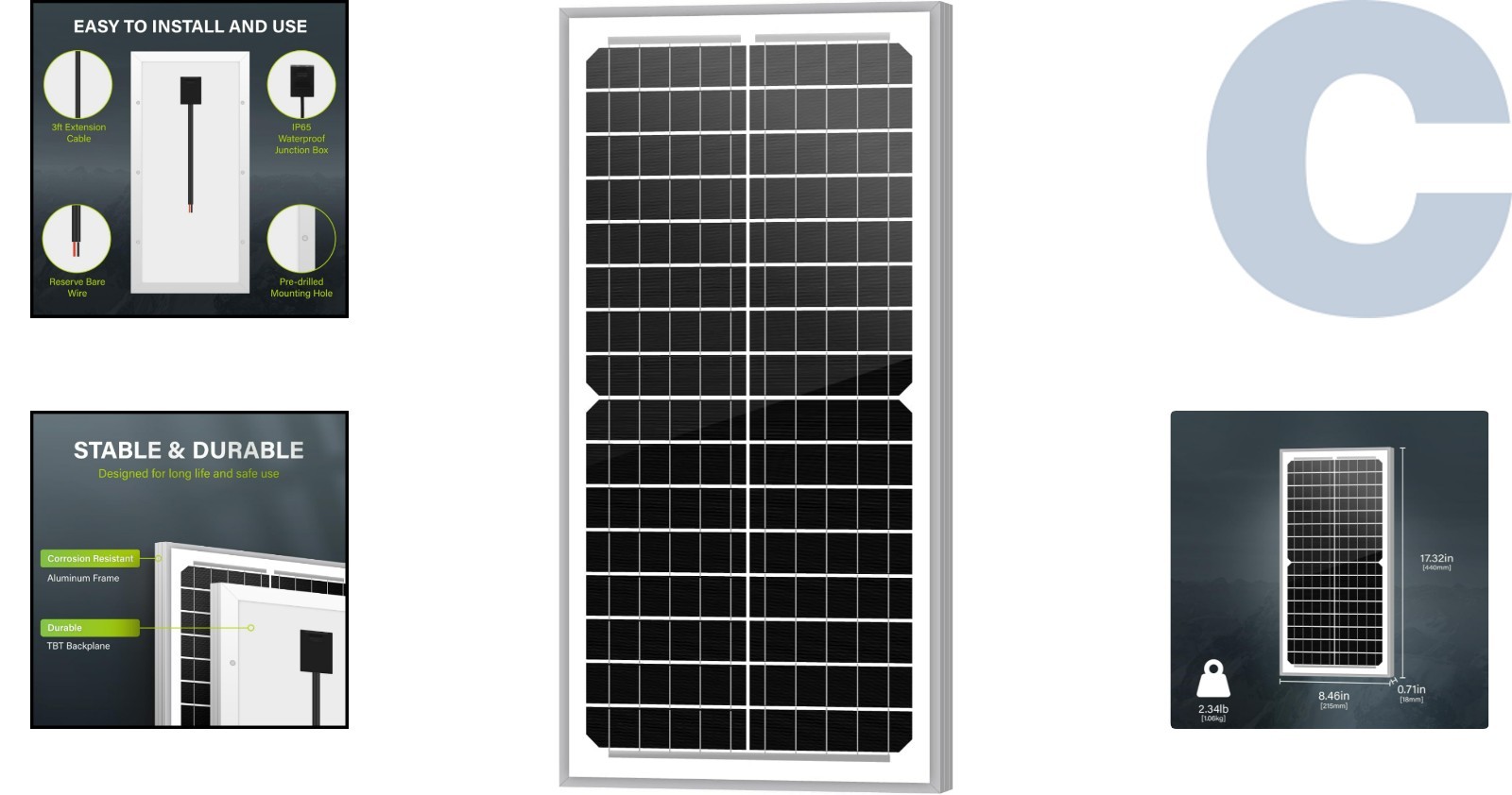 12V 10W High-Performance Solar Panel – Long-lasting Energy for Your Adventures