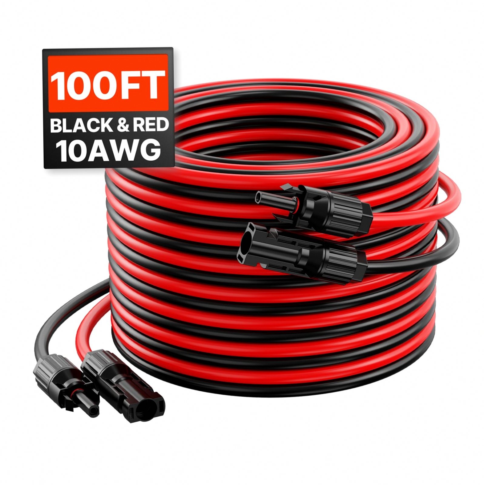 100ft 2-Color 10AWG 6mm² 2-PCS, Black/Red