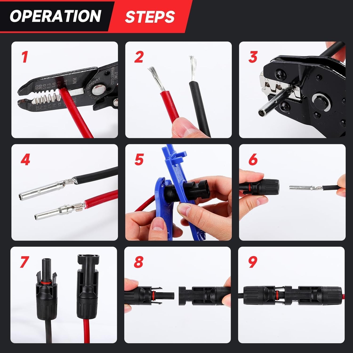 Solar PV Cable Crimping Tool for Solar Connectors AWG14-10 (2.5/4/6mm²)