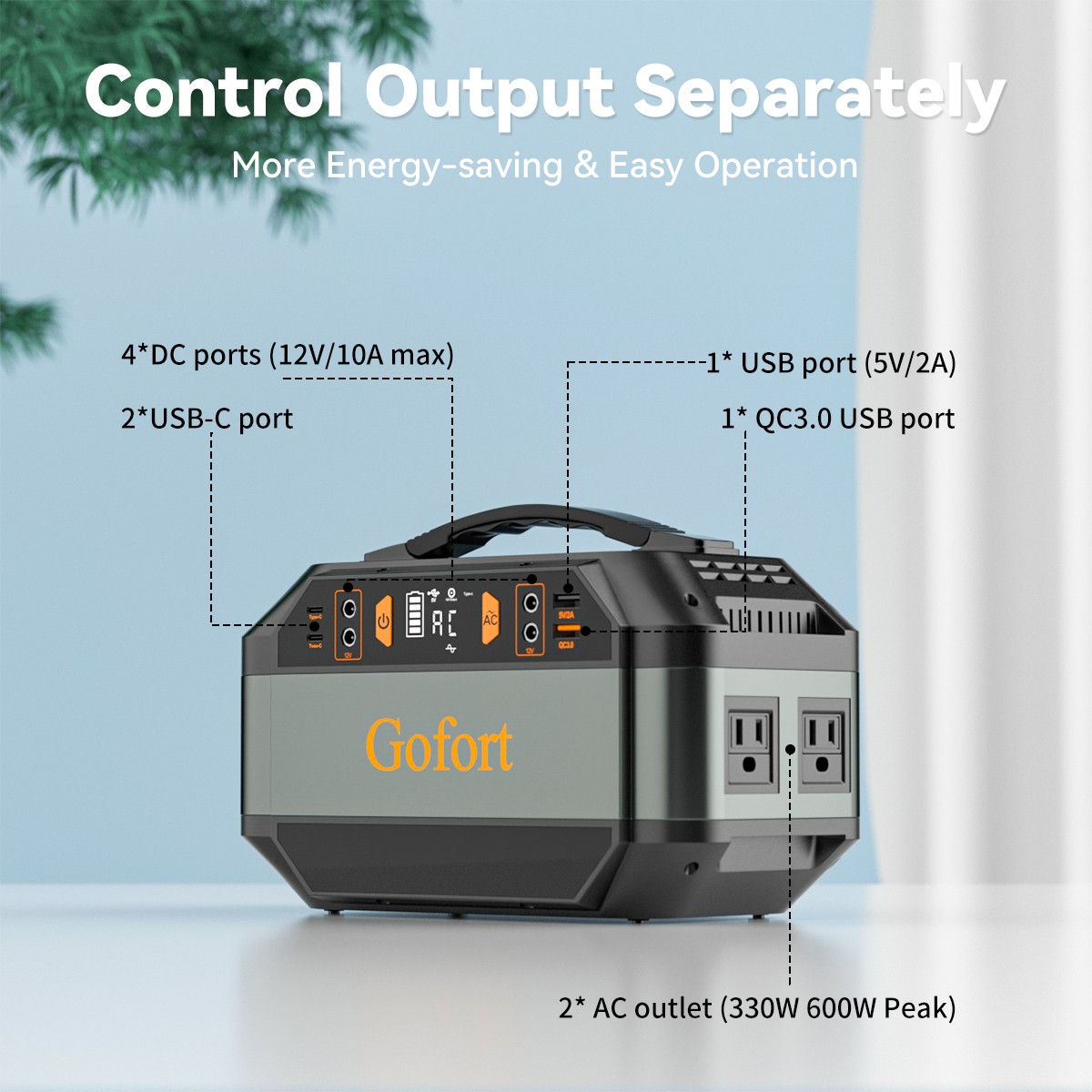 Portable Power Station 330W 299Wh Backup Solar Generator 110V Sine Wave A/DC USB
