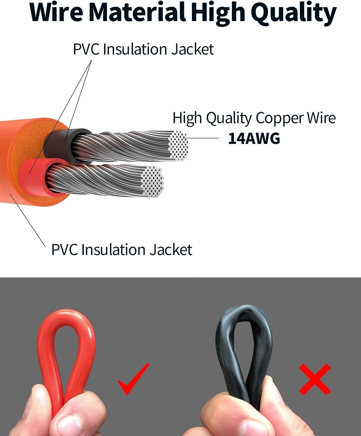 14AWG 8Mm Extension Cable for Solar Generators 10FT 3M, DC7909 Solar Panel Cabl