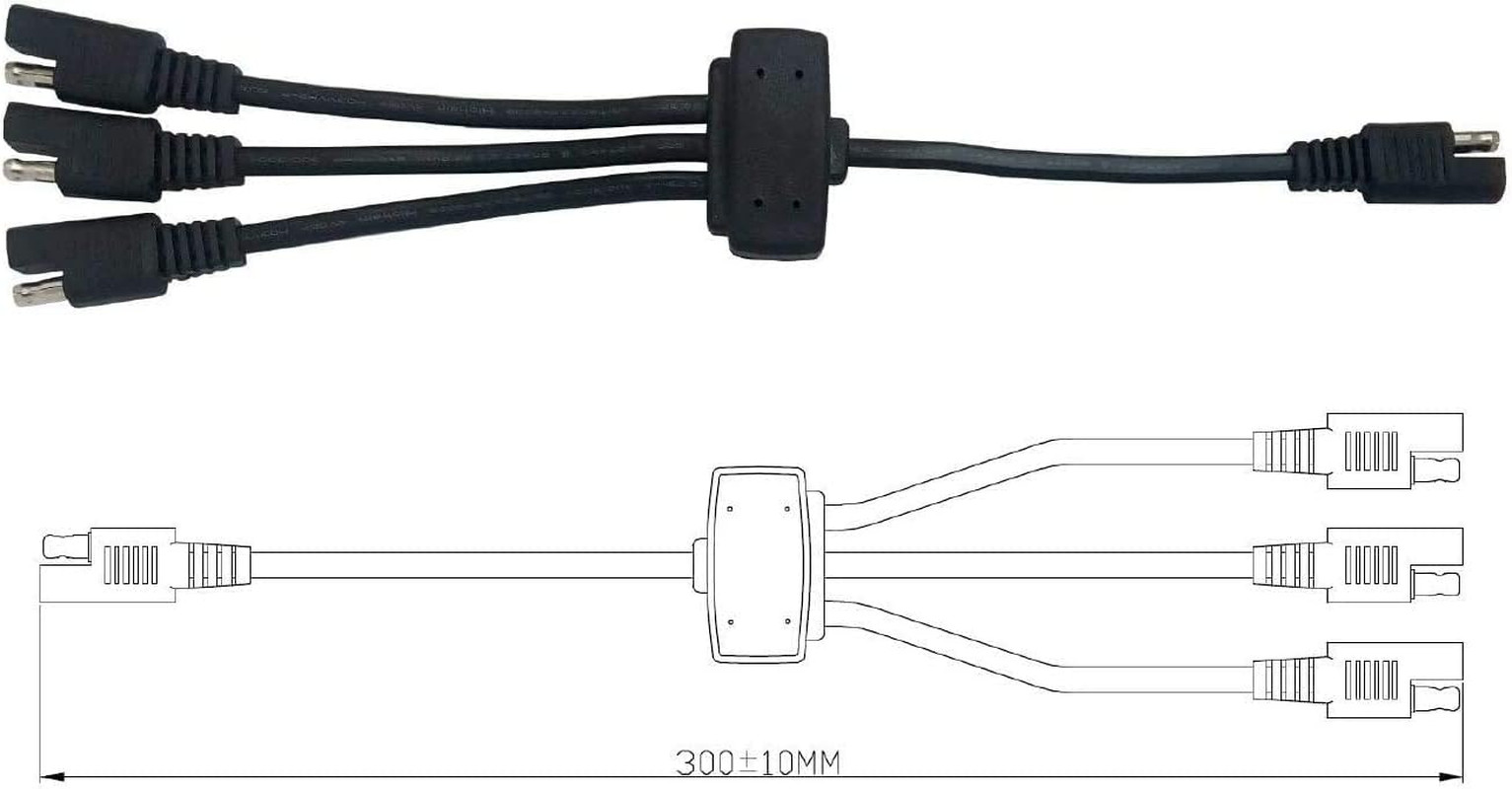 Sunway Solar Panel Combiner 3 to 1 Extension Wire with SAE Adapters Connector fo