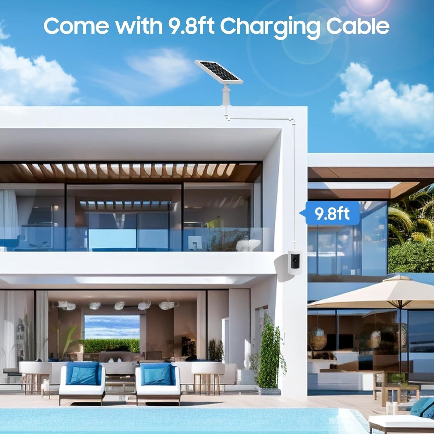 Panel solar para cámara Ring, paquete de 2 paneles solares para cámara de seguri