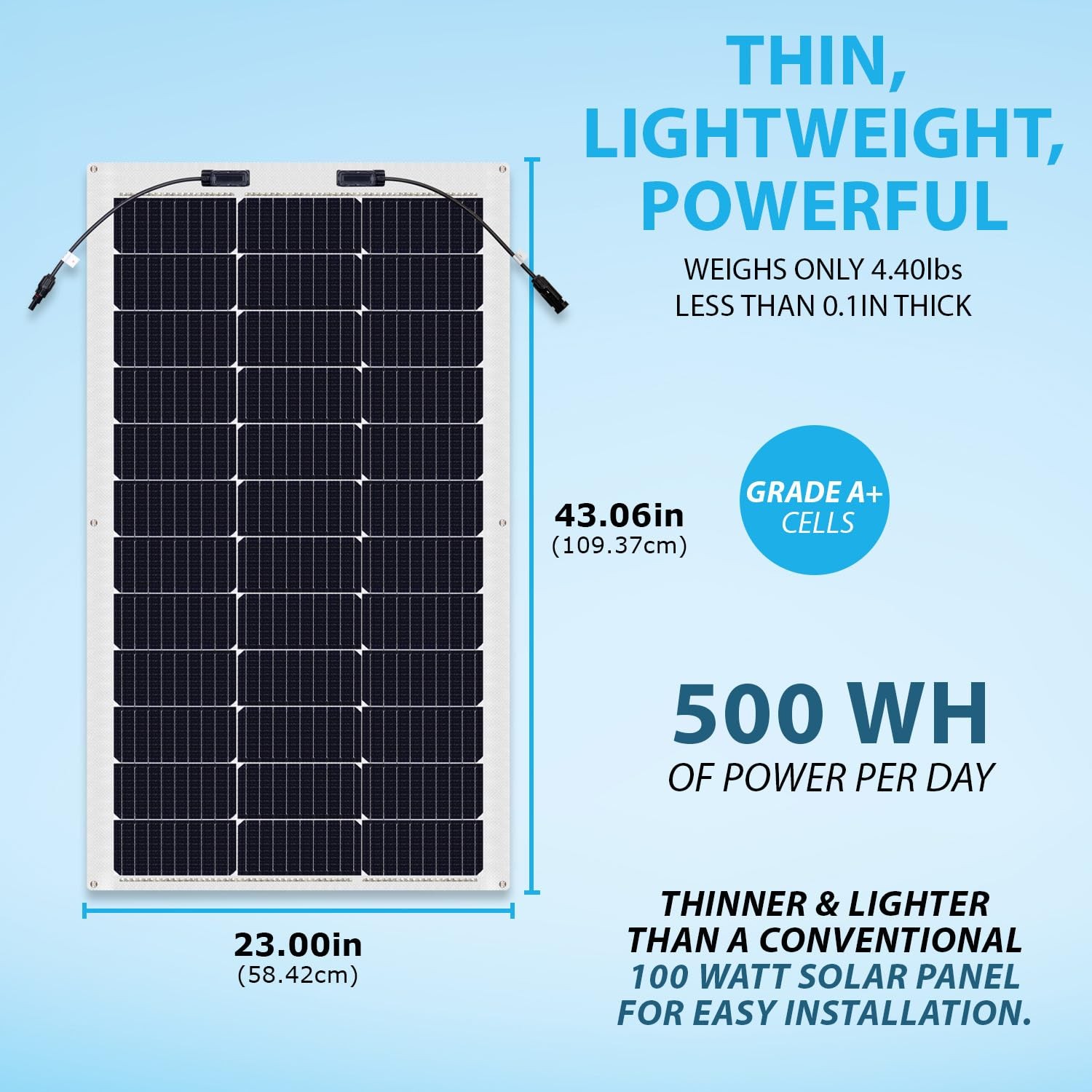Mighty Max 100W 12V Mono Lightweight Solar Panel for Off-Grid Systems Semi-Truck