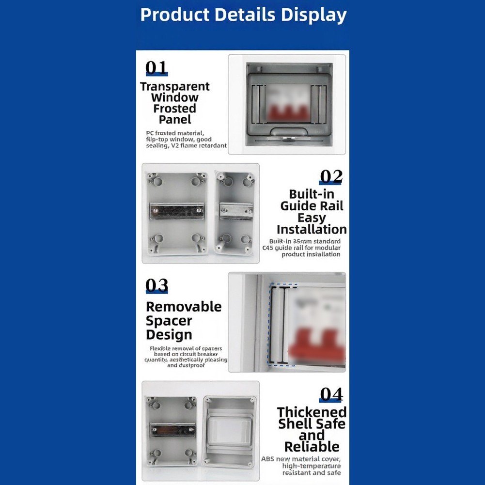 Waterproof Distribution Box 12 to 24 Circuits Flame Retardant PC Panel ABS