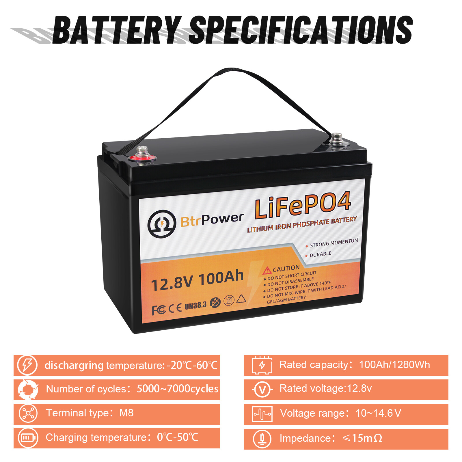 12V Solar Lifepo4 Battery 50Ah 100Ah 140Ah Pack for Cart RV Marine Solar System