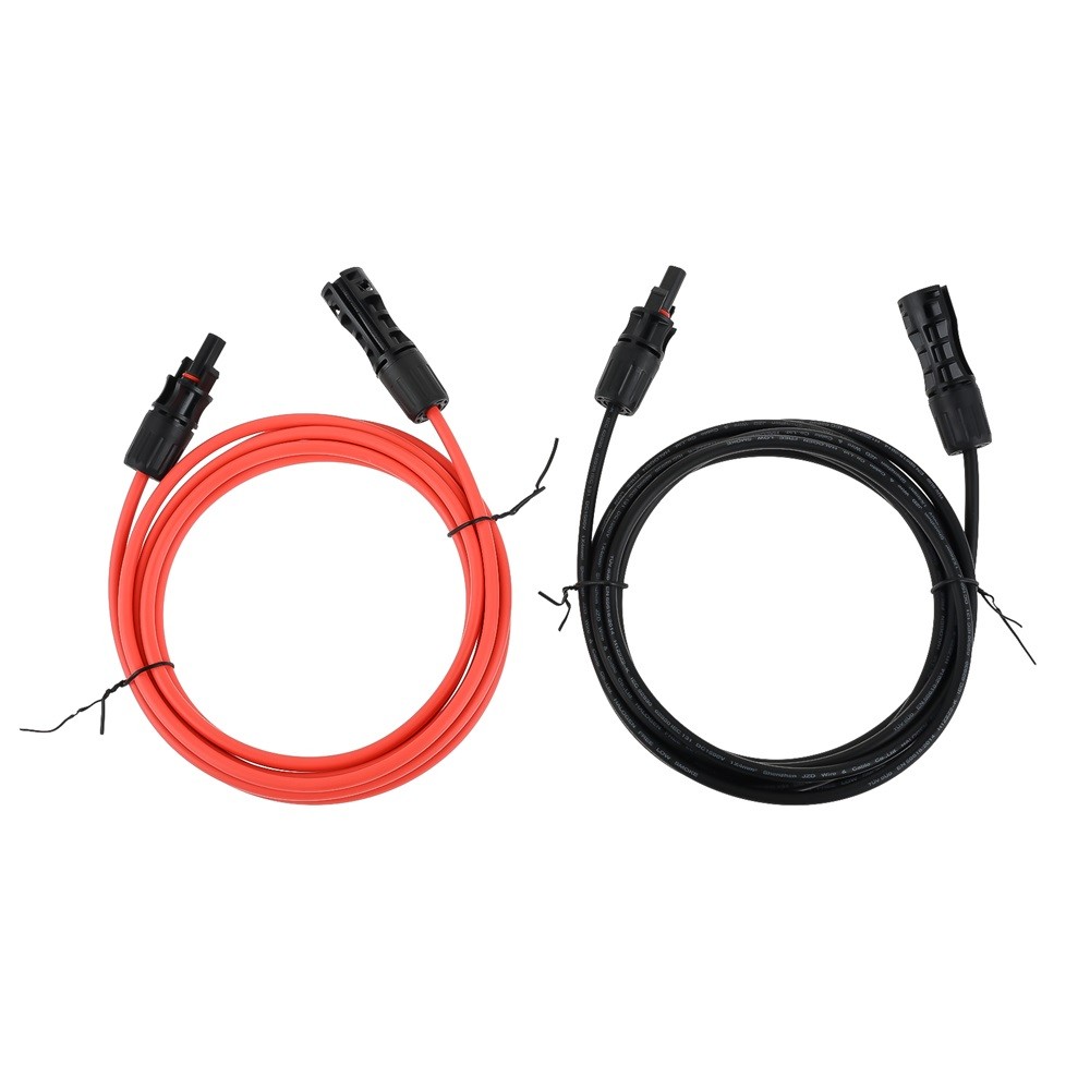 Red/Black 10Ft 12AWG 1500V Solar Extension Cable with Female and Male Connectors