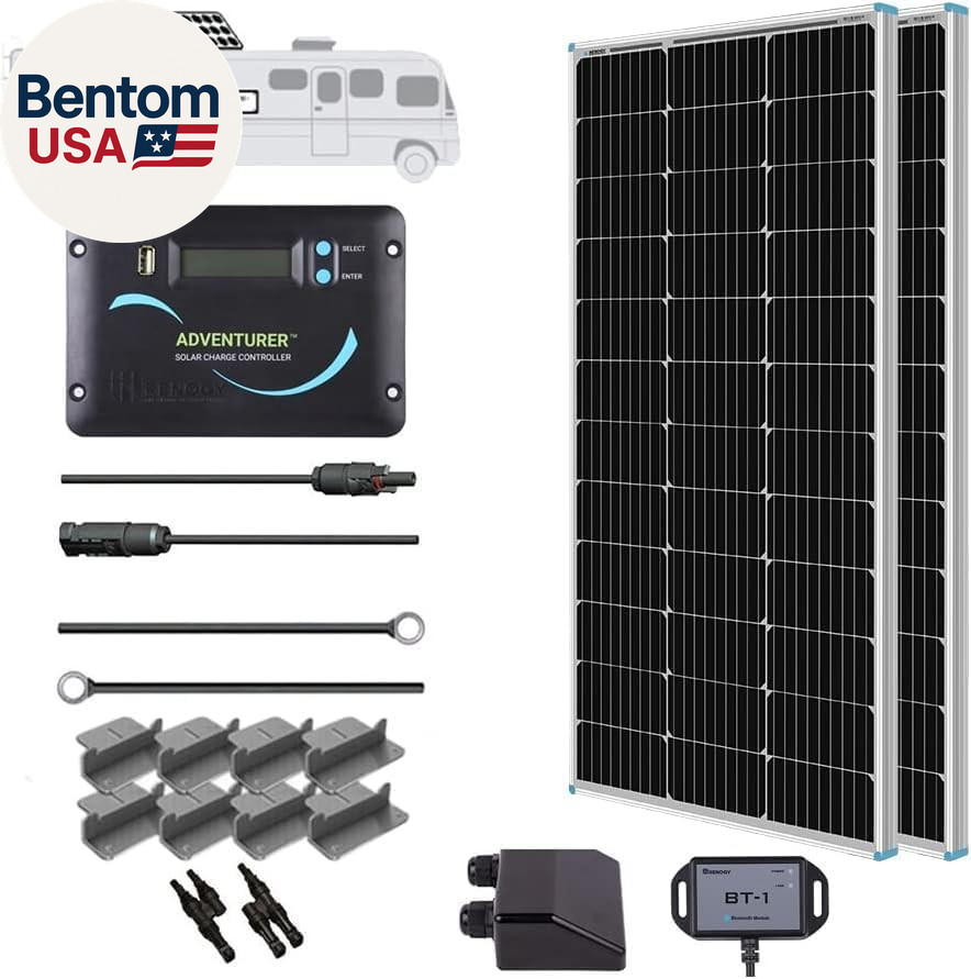 200W 12V RV Solar Panel Kit N-Type – Adventurer 30A LCD PWM Charge Controller +