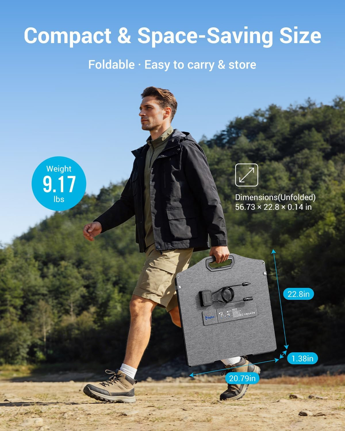 150W Portable Solar Panels with Kickstands, IP68 Waterproof Solar Charger with M
