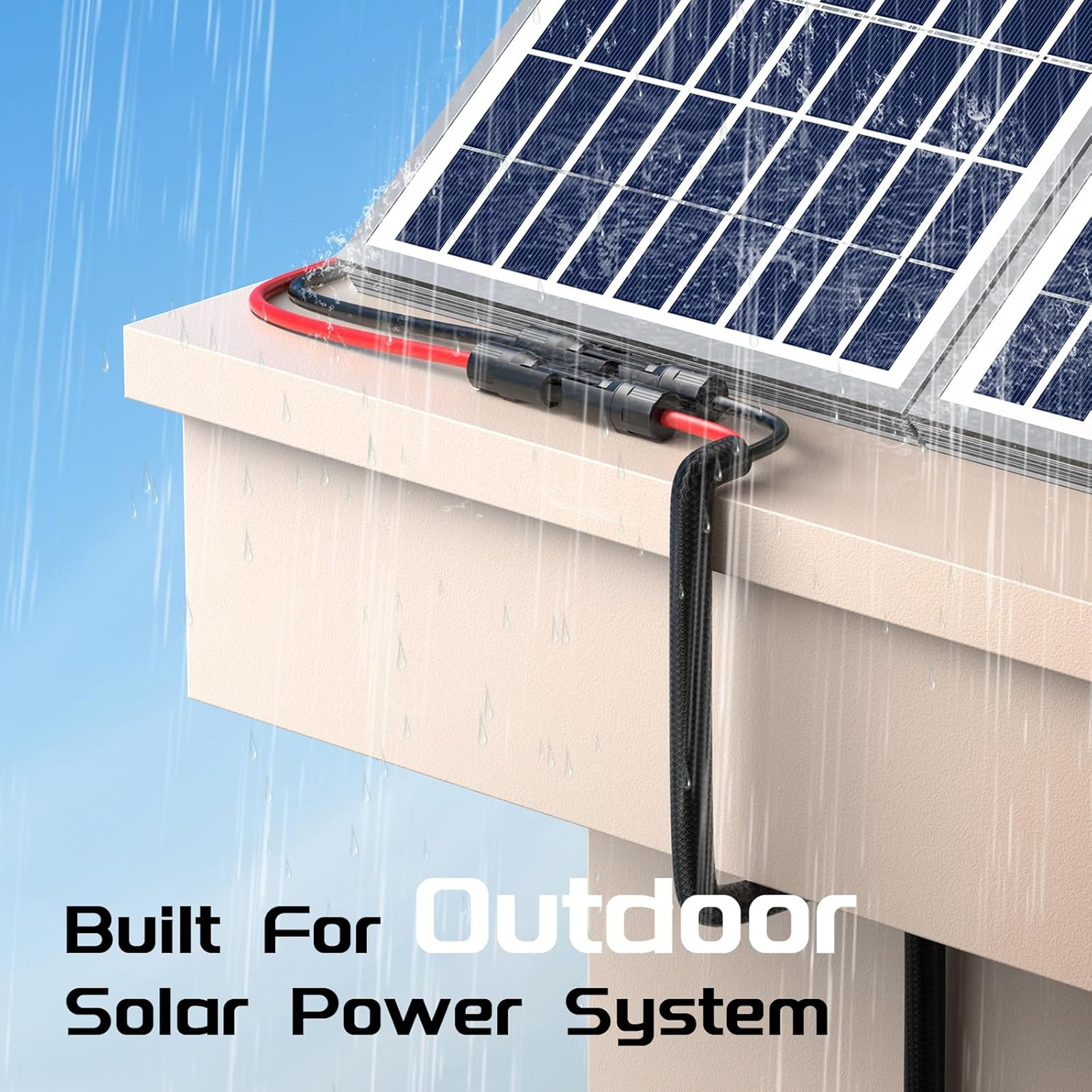 10AWG 30ft Solar Extension Cable with Flame Retardant Sleeving Waterproof